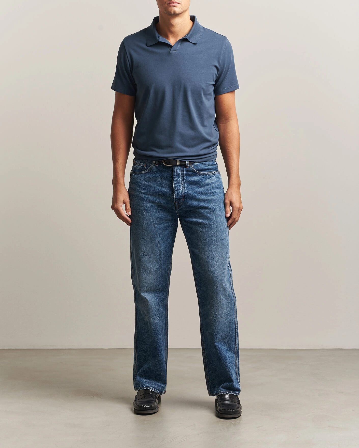 Herr | Pikéer | Filippa K | Soft Lycra Polo T-Shirt Stone Blue