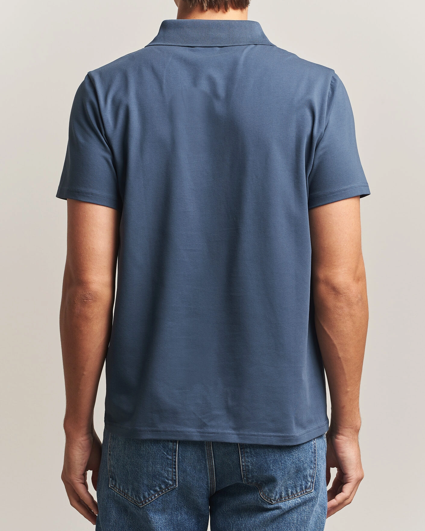 Herr | Pikéer | Filippa K | Soft Lycra Polo T-Shirt Stone Blue