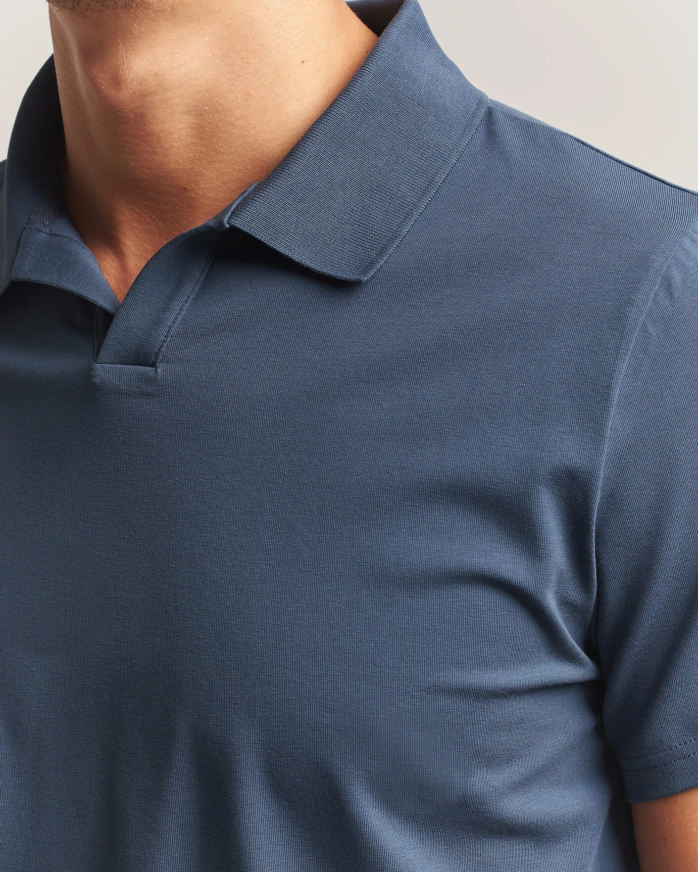 Herr | Pikéer | Filippa K | Soft Lycra Polo T-Shirt Stone Blue