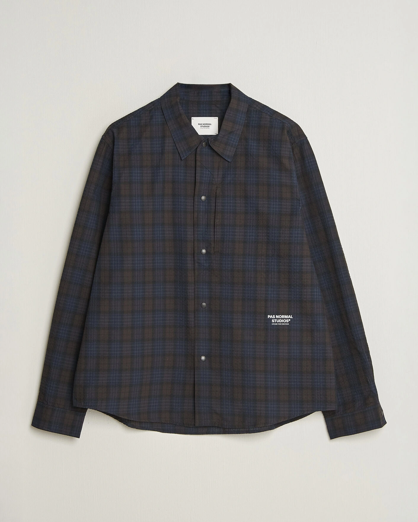 Herr | Skjortor | Pas Normal Studios | Off-Race Seersucker Shirt Dark Navy