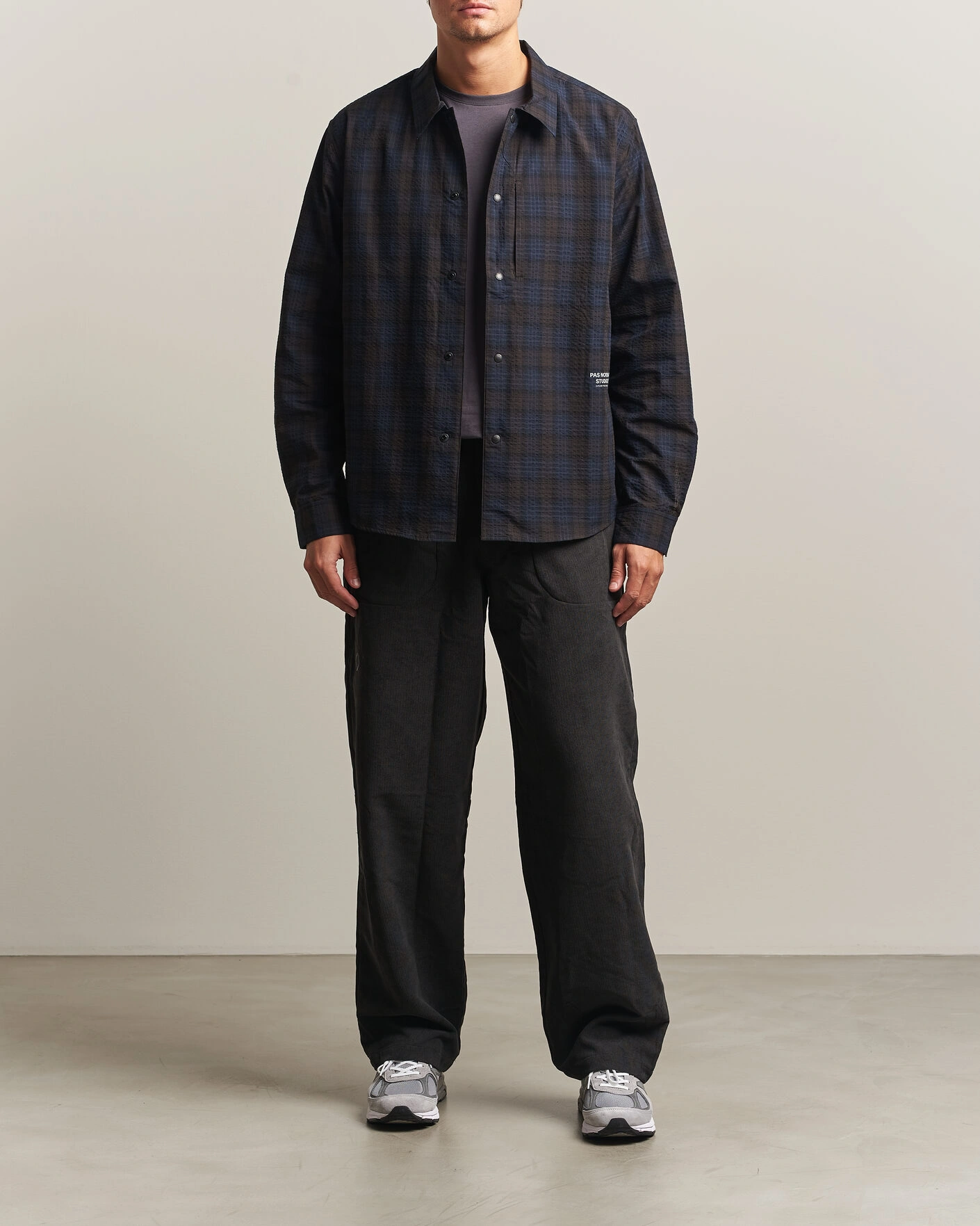 Herr | Skjortor | Pas Normal Studios | Off-Race Seersucker Shirt Dark Navy