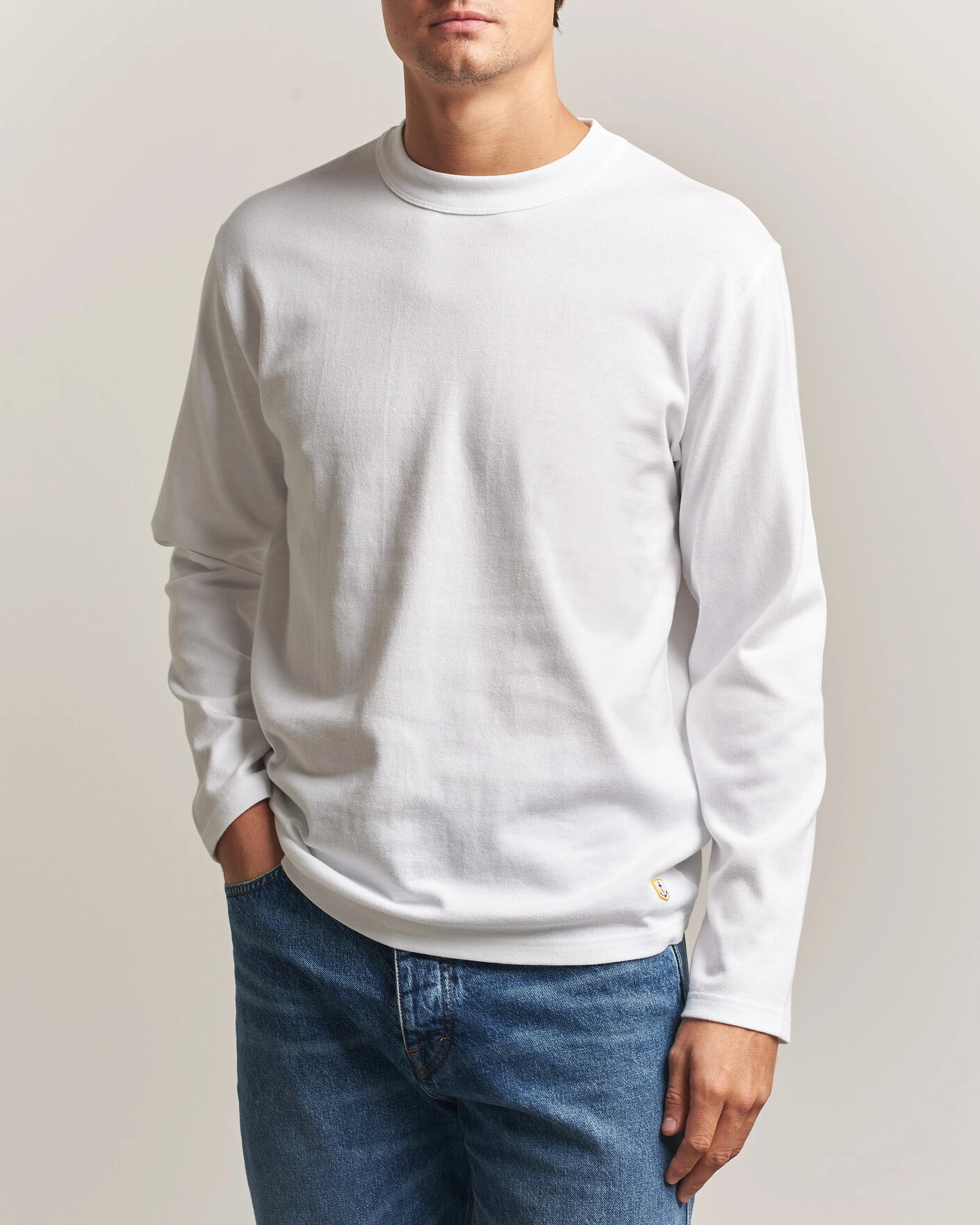 Herr | T-Shirts | Armor-lux | Heritage Long Sleeve Cotton T-Shirt White