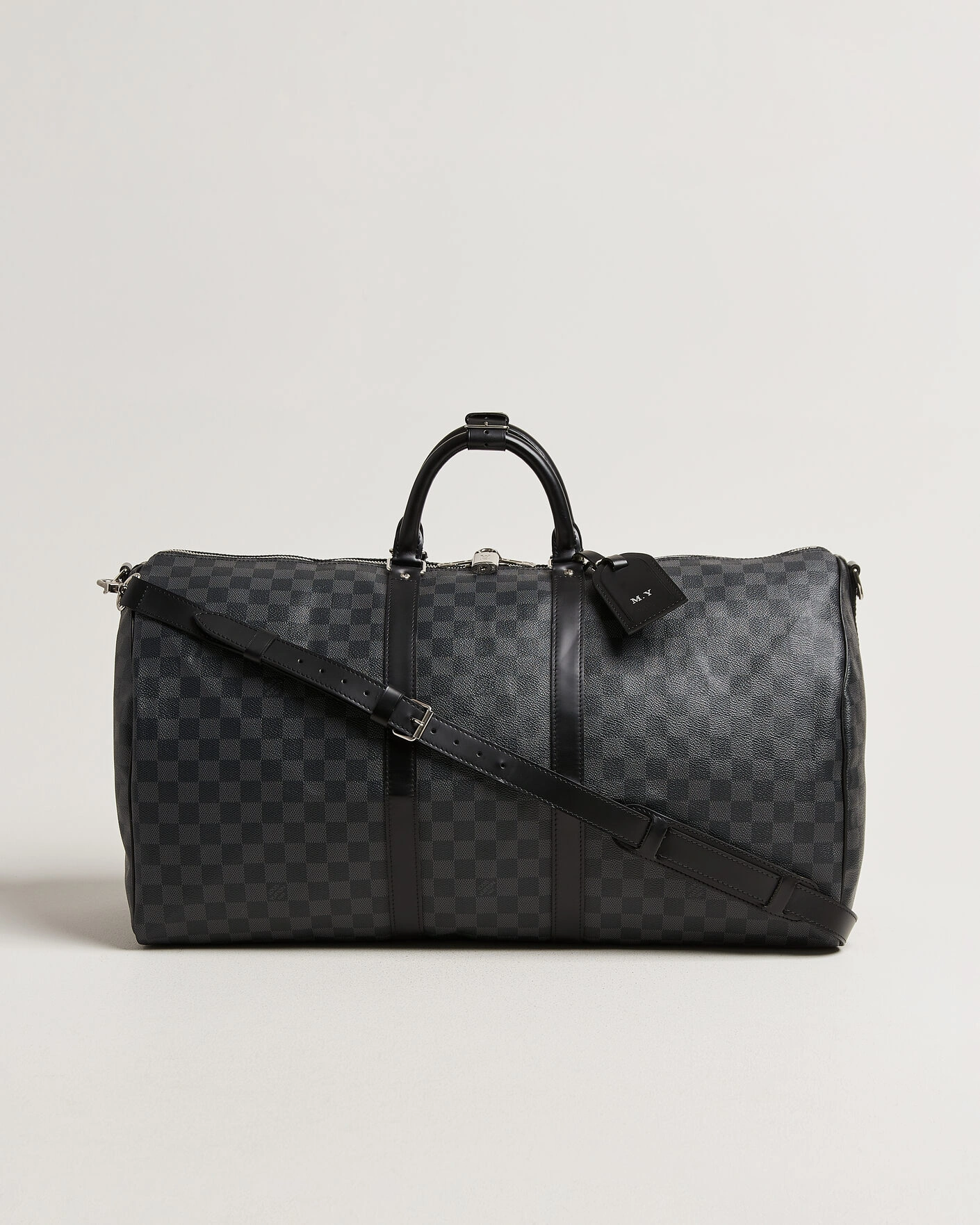 Herr | Pre-Owned & Vintage Bags | Louis Vuitton Pre-Owned | Keepall Bandouliére 55 Damier Graphite