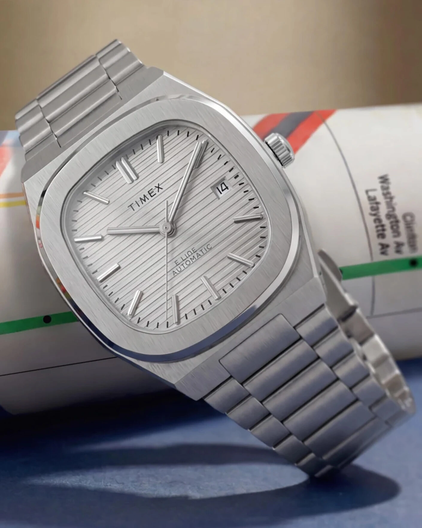 Herr | Timex Automatic E Line Stainless Steel 38mm Silver Dial | Timex | Automatic E Line Stainless Steel 38mm Silver Dial
