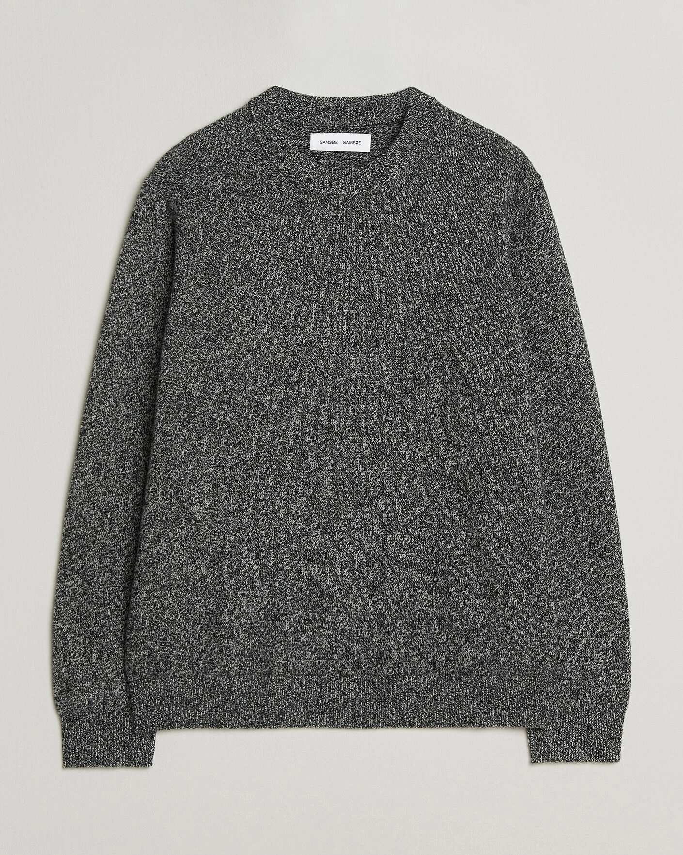 Herr | Tröjor | Samsøe Samsøe | Isak Knitted Crew Neck Black White Melange