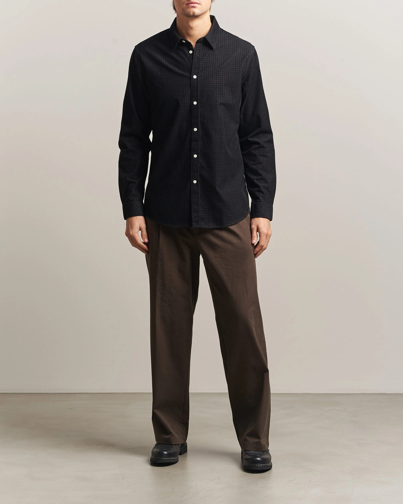 Herr | Skjortor | Samsøe Samsøe | Liam Baby Cord Checked Shirt Black