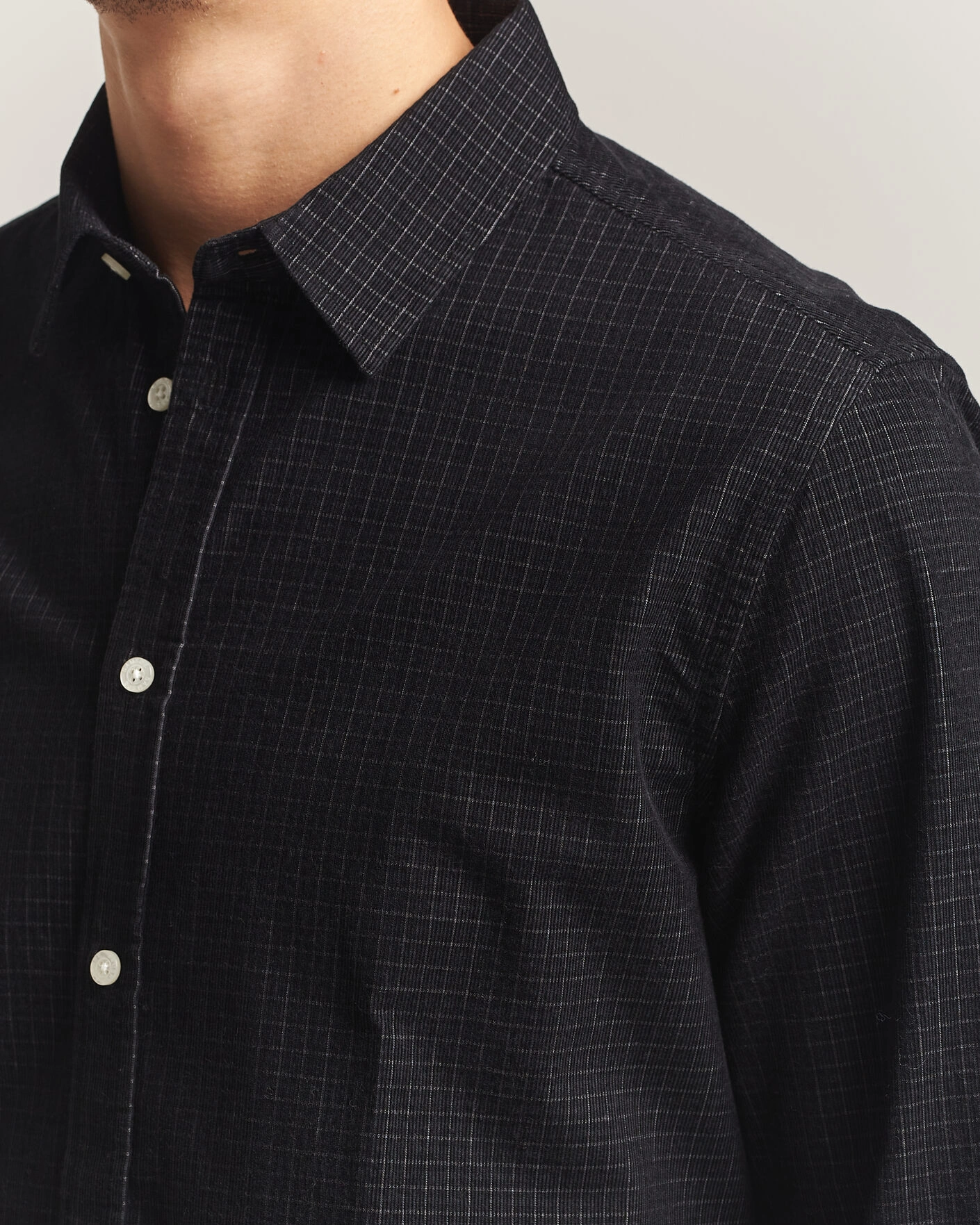 Herr | Skjortor | Samsøe Samsøe | Liam Baby Cord Checked Shirt Black