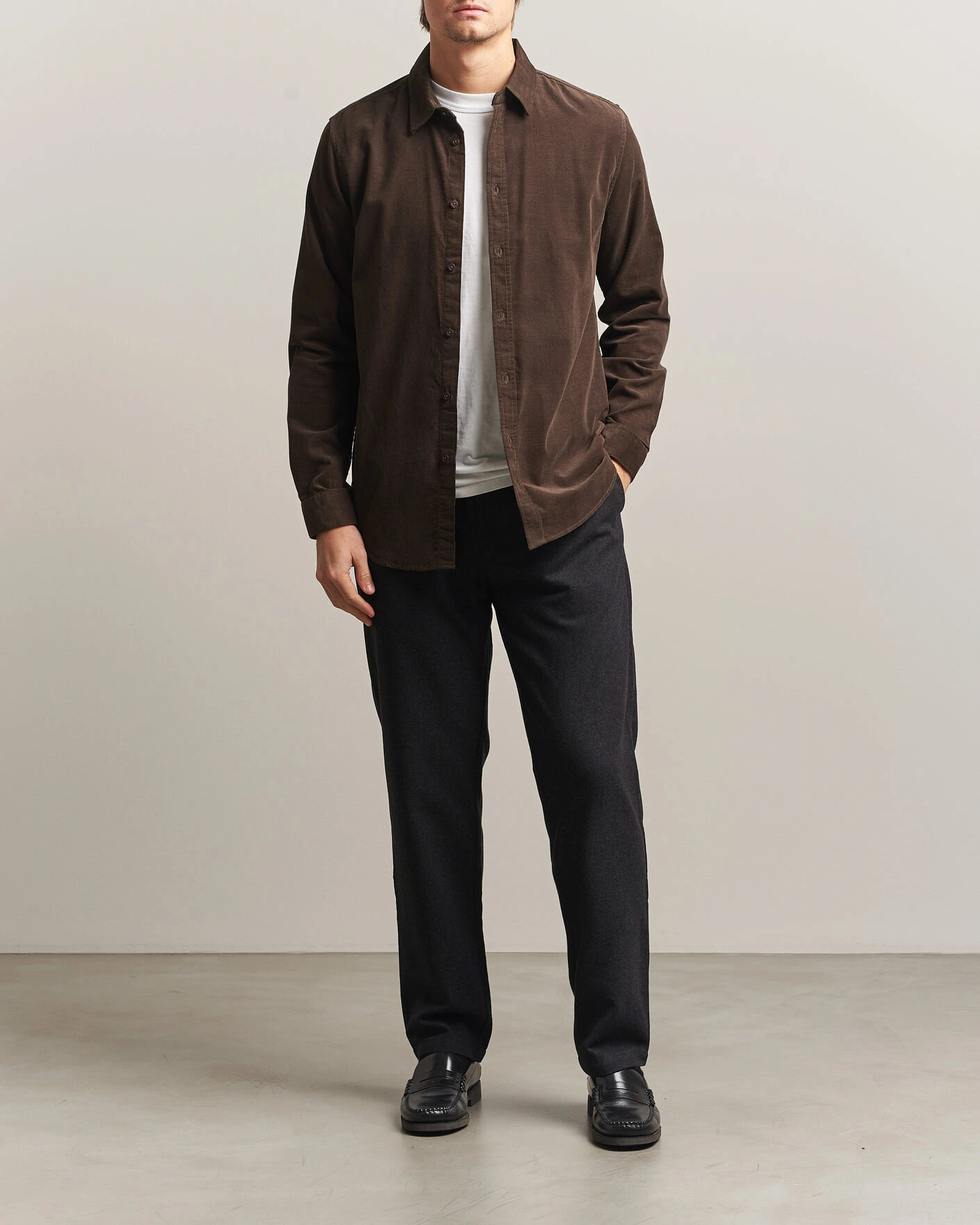 Herr | Byxor | Samsøe Samsøe | Bertil Flannel Drawstring Trousers Black Melange