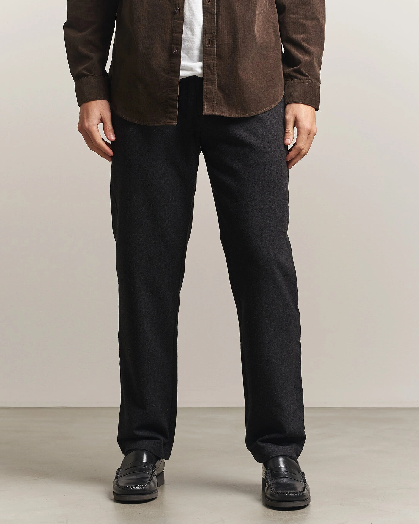 Herr | Byxor | Samsøe Samsøe | Bertil Flannel Drawstring Trousers Black Melange