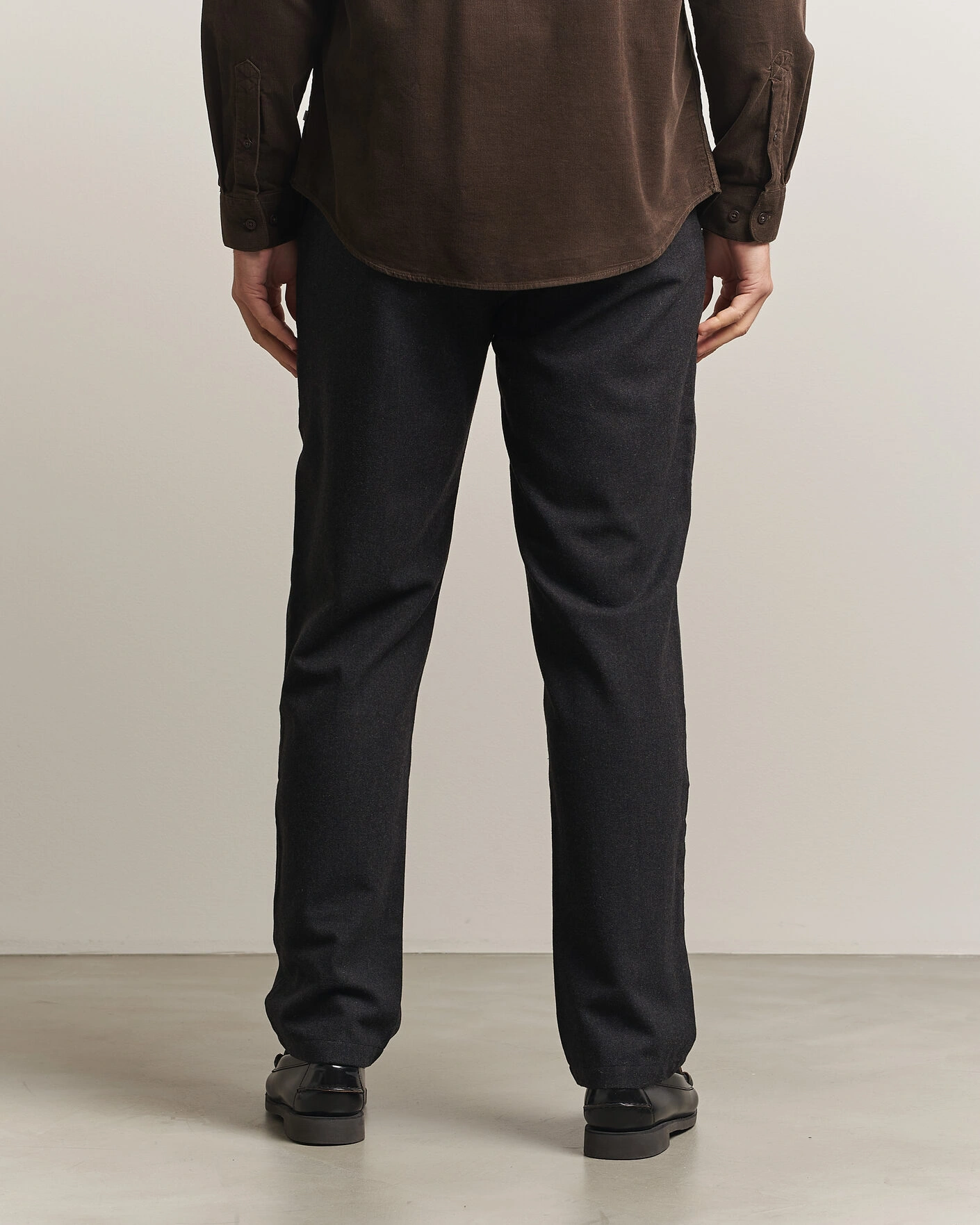 Herr | Byxor | Samsøe Samsøe | Bertil Flannel Drawstring Trousers Black Melange