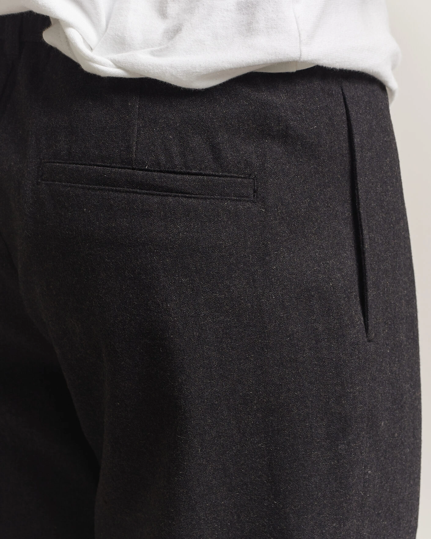 Herr | Byxor | Samsøe Samsøe | Bertil Flannel Drawstring Trousers Black Melange