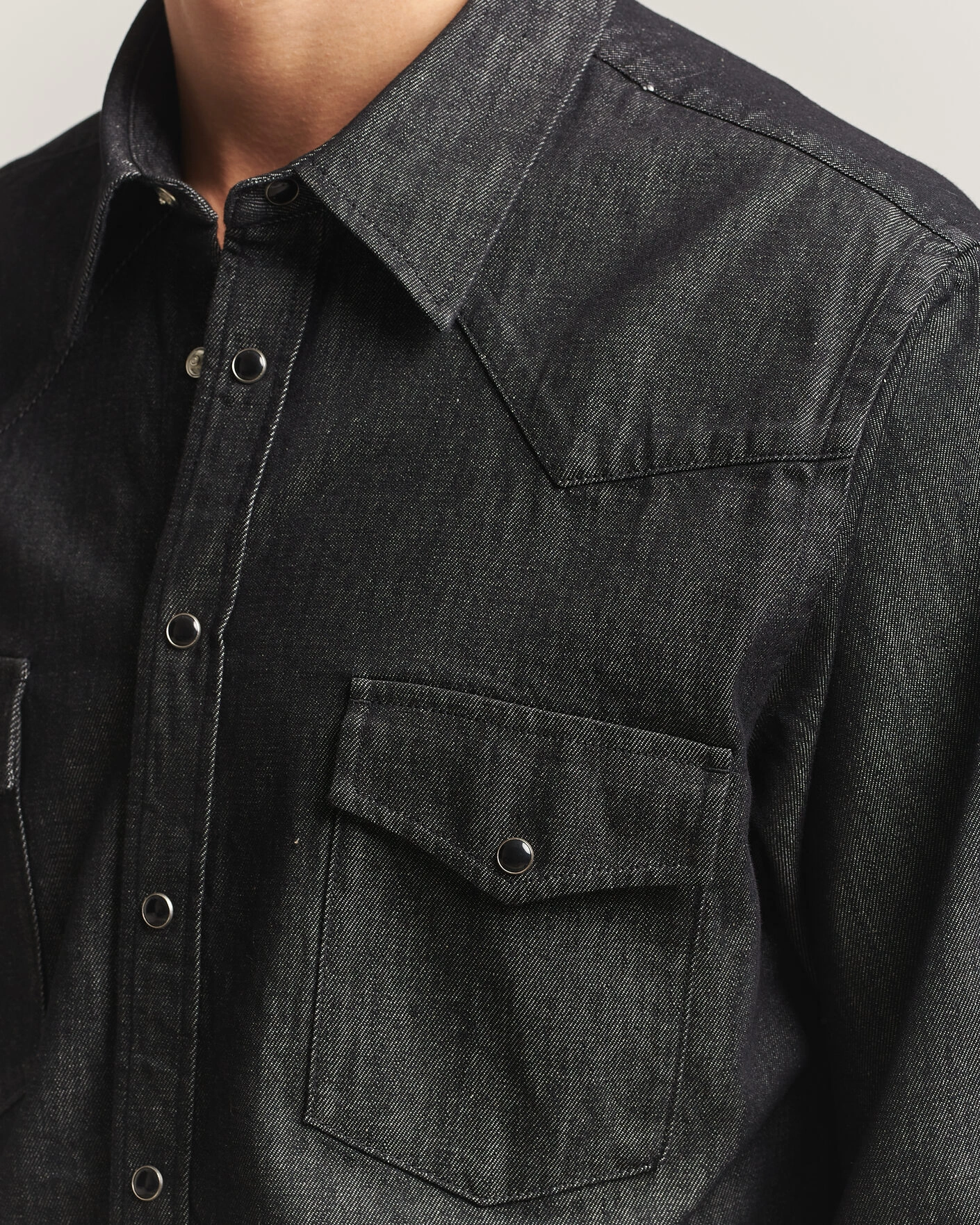 Herr | Skjortor | Oscar Jacobson | Straight Fit Western Shirt Dark Grey