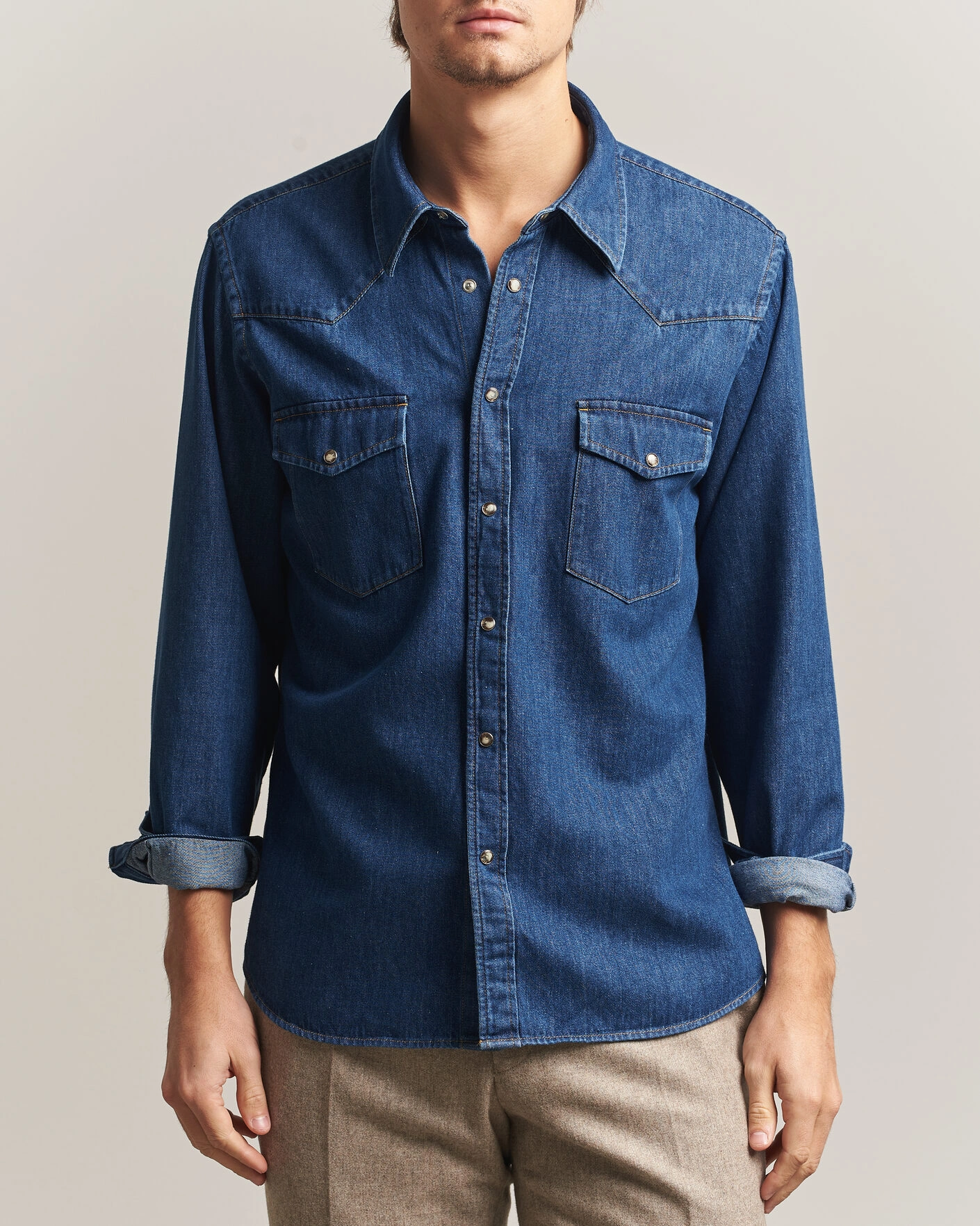 Herr | Skjortor | Oscar Jacobson | Straight Fit Western Shirt Blue