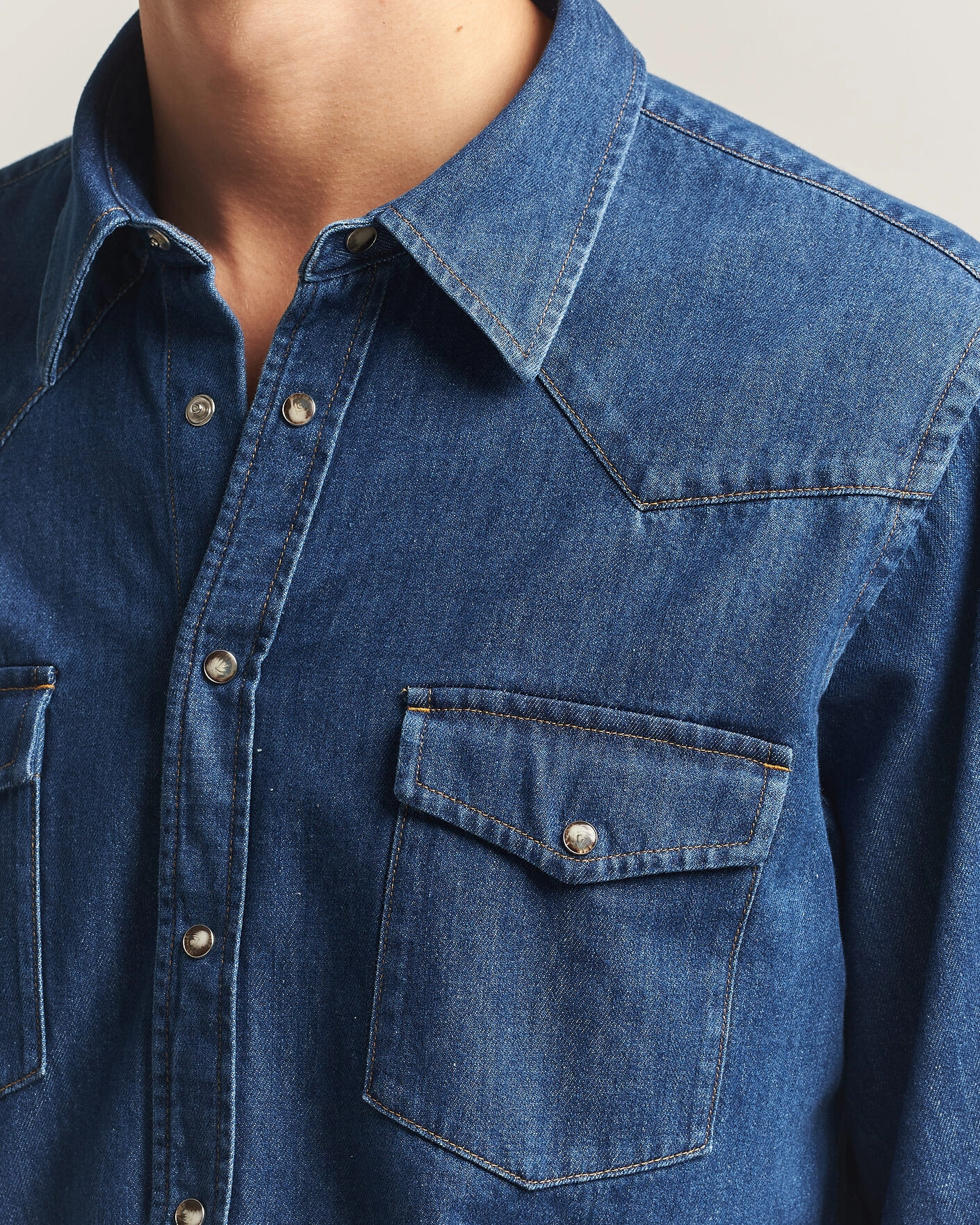 Herr | Skjortor | Oscar Jacobson | Straight Fit Western Shirt Blue