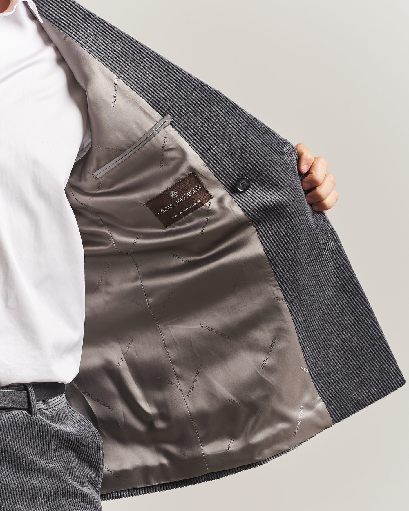 Herr | Kavajer | Oscar Jacobson | Farris Corduroy Blazer Grey