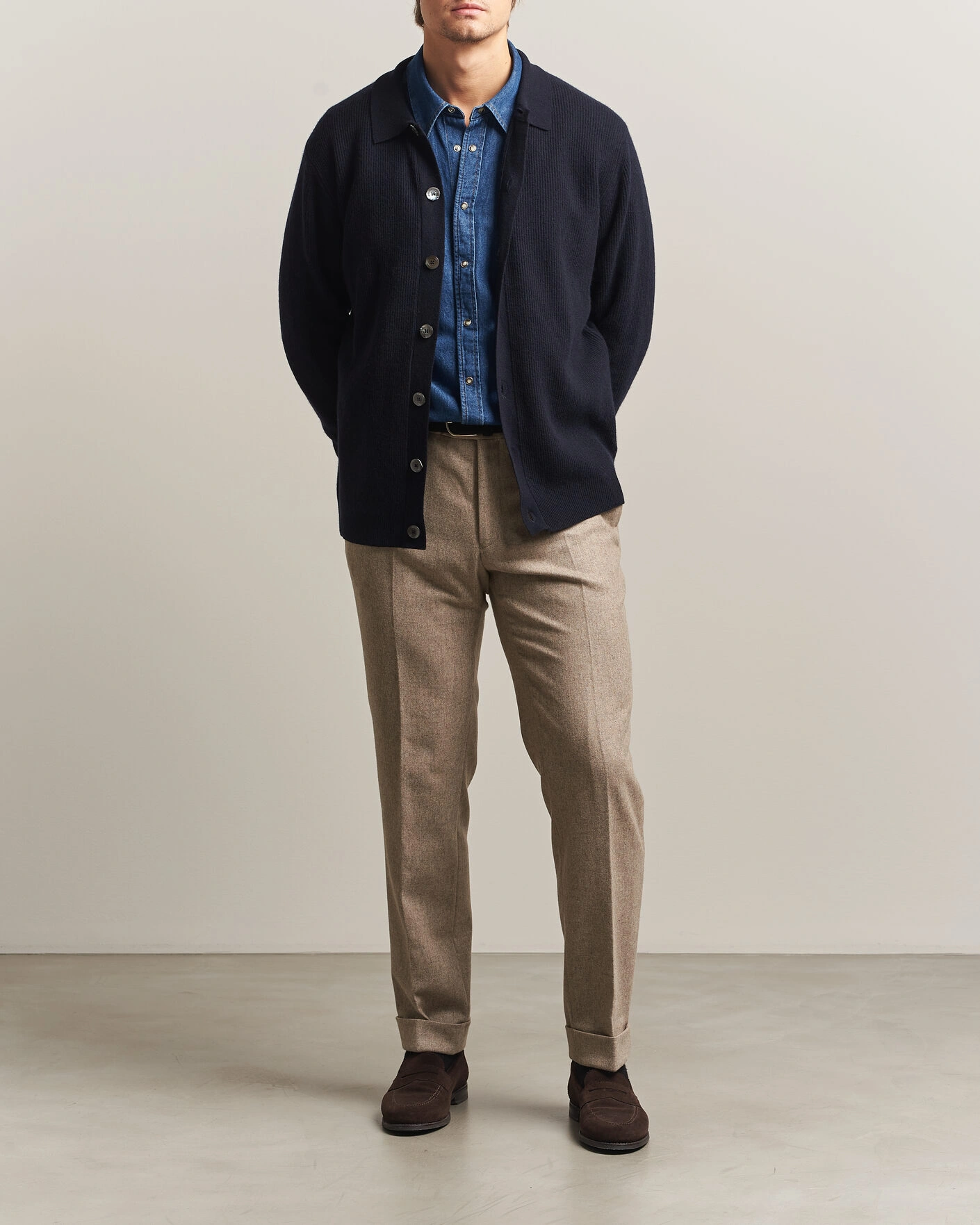 Herr | Tröjor | Oscar Jacobson | Federico Wool/Cashmere Cardigan Navy