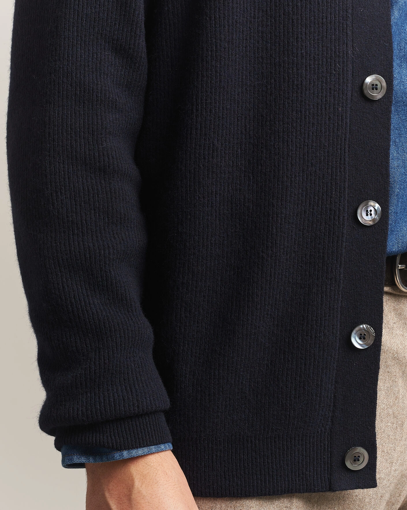 Herr | Tröjor | Oscar Jacobson | Federico Wool/Cashmere Cardigan Navy