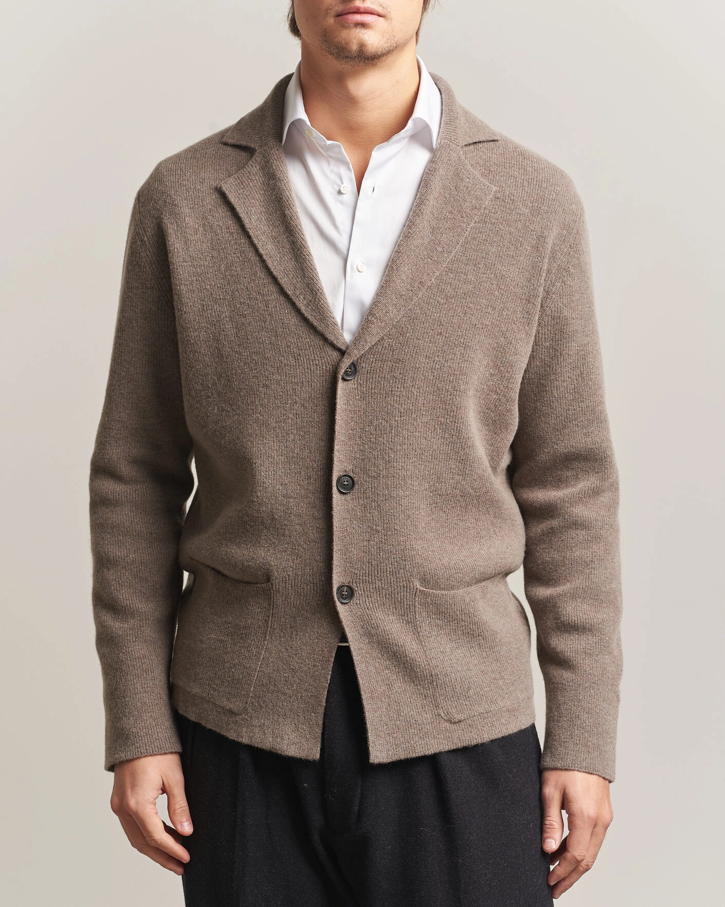 Herr | Kavajer | Oscar Jacobson | Antonio Knitted Blazer Taupe