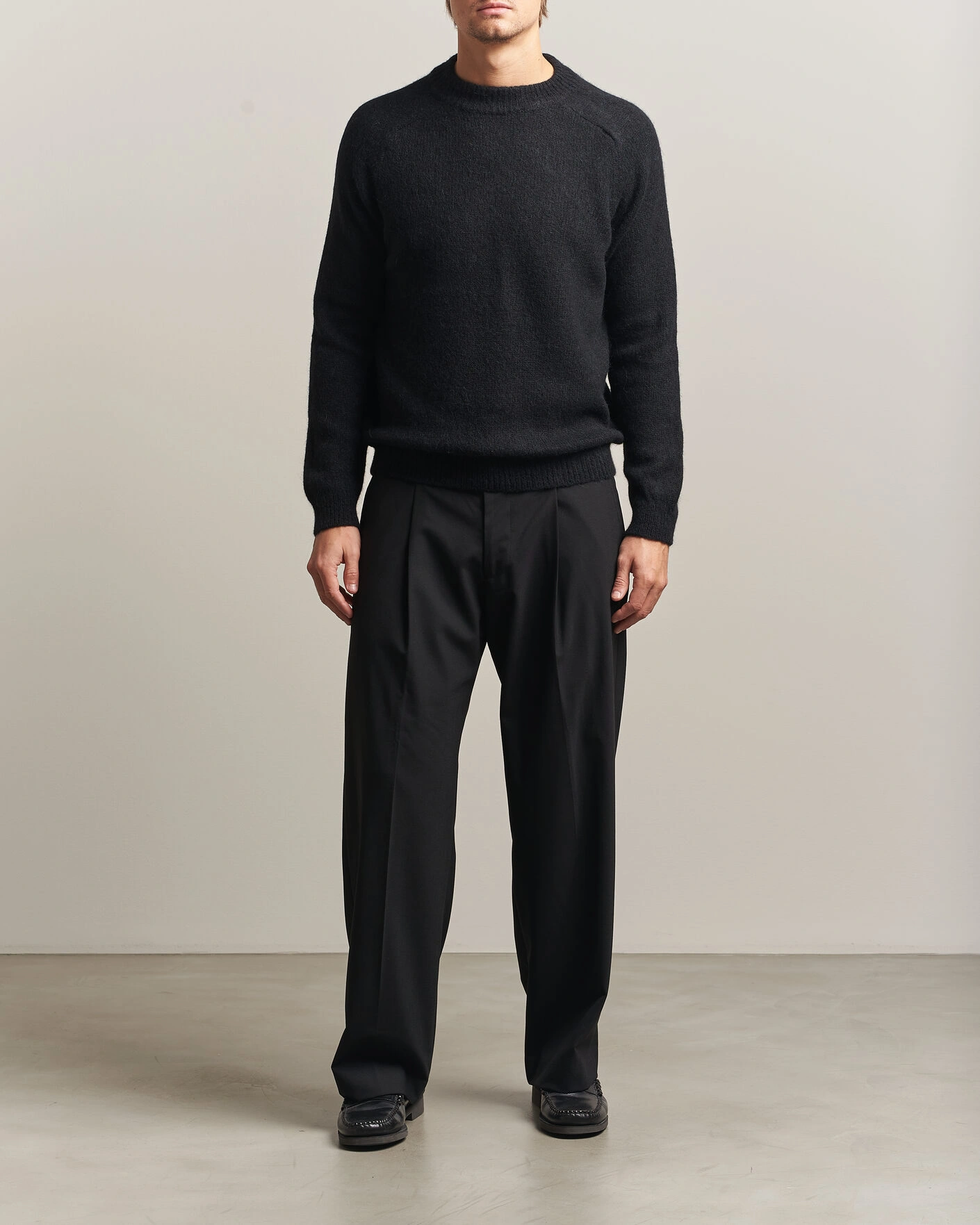 Herr | Tröjor | Oscar Jacobson | Andie Alpacka/Merino Knitted Sweater Black