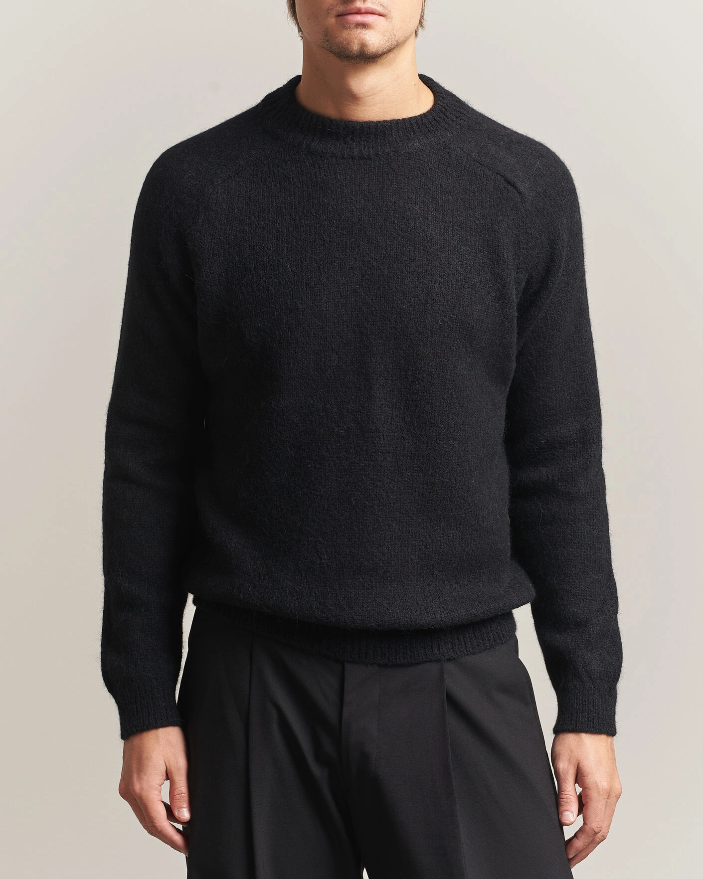 Herr | Tröjor | Oscar Jacobson | Andie Alpacka/Merino Knitted Sweater Black