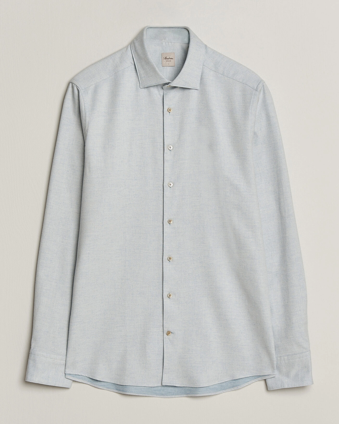Herr | Skjortor | Stenströms | Slimline Flannel Shirt Light Blue
