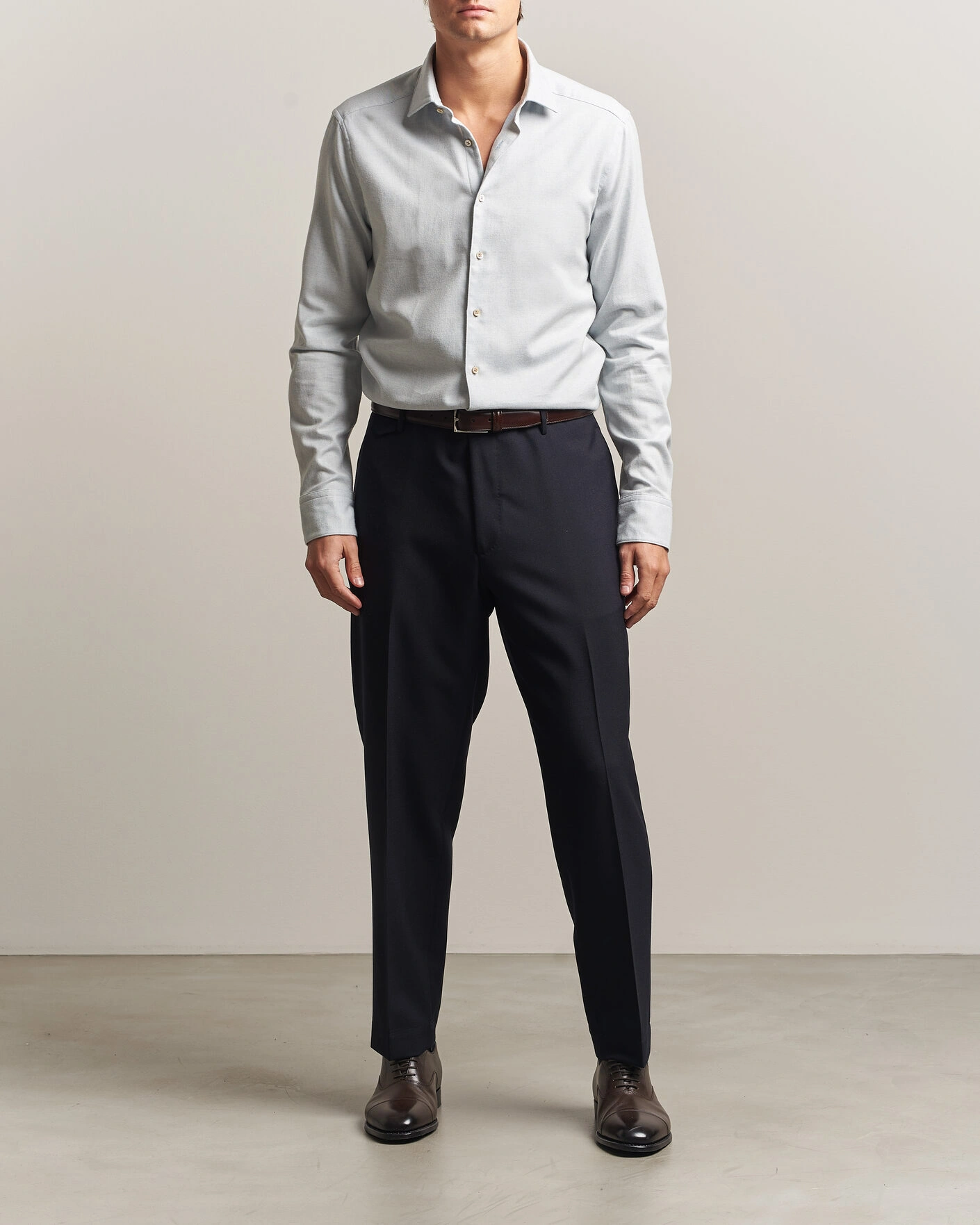 Herr | Skjortor | Stenströms | Slimline Flannel Shirt Light Blue