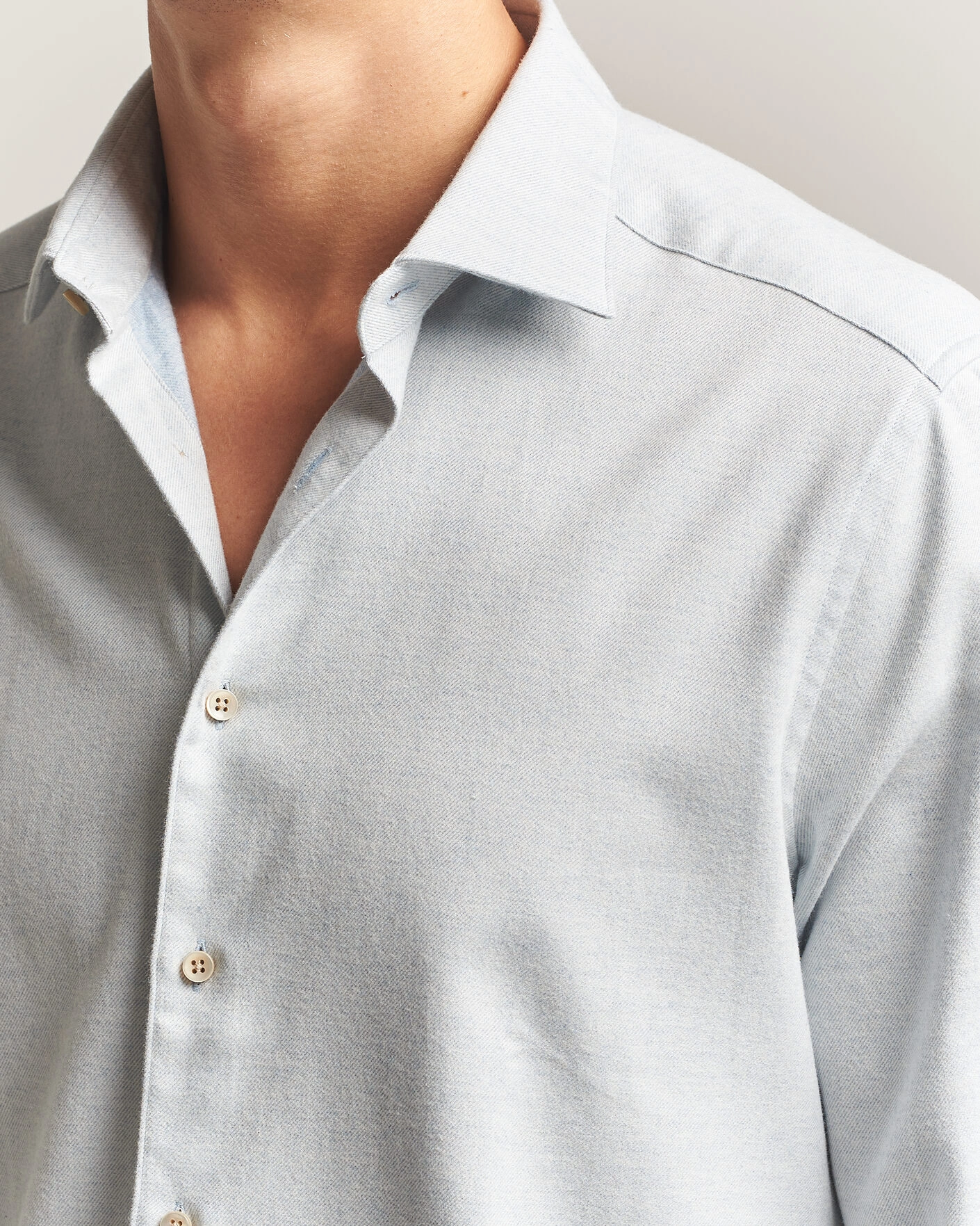 Herr | Skjortor | Stenströms | Slimline Flannel Shirt Light Blue