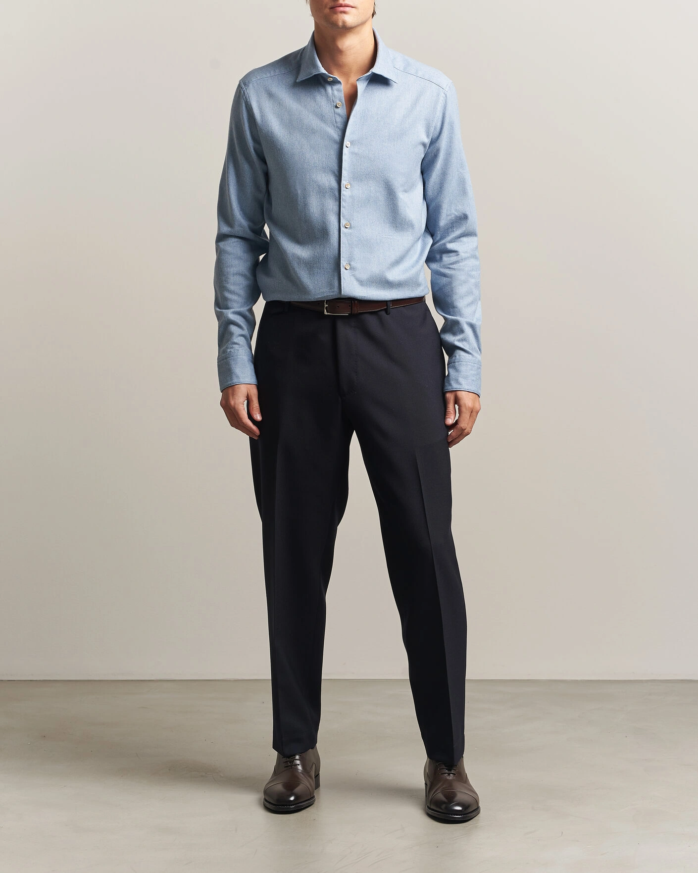 Herr | Skjortor | Stenströms | Slimline Flannel Shirt Blue