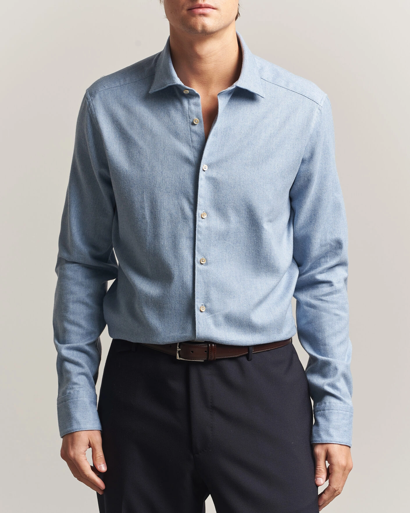 Herr | Skjortor | Stenströms | Slimline Flannel Shirt Blue
