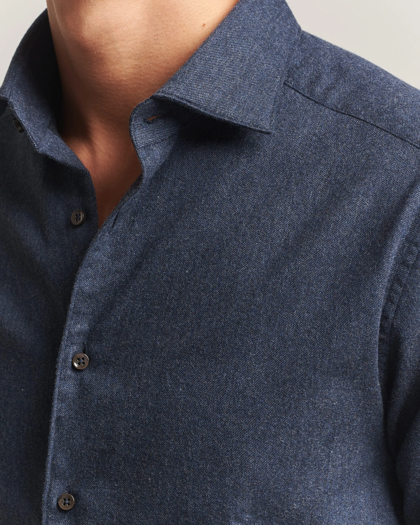 Herr | Skjortor | Stenströms | Slimline Flannel Shirt Navy