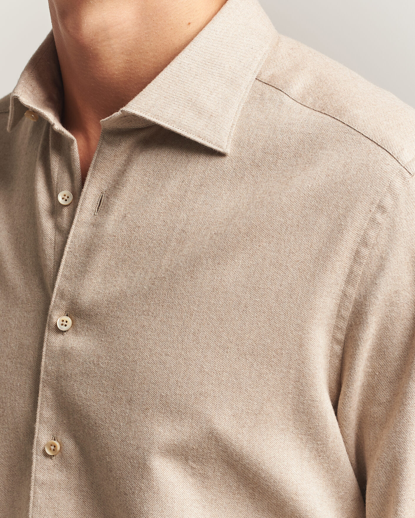 Herr | Skjortor | Stenströms | Slimline Flannel Shirt Beige