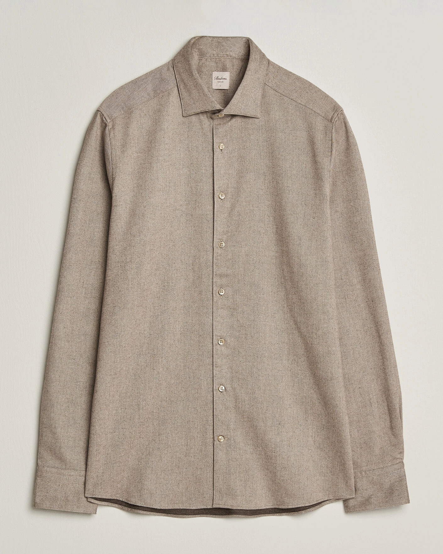 Herr | Skjortor | Stenströms | Slimline Flannel Shirt Light Brown