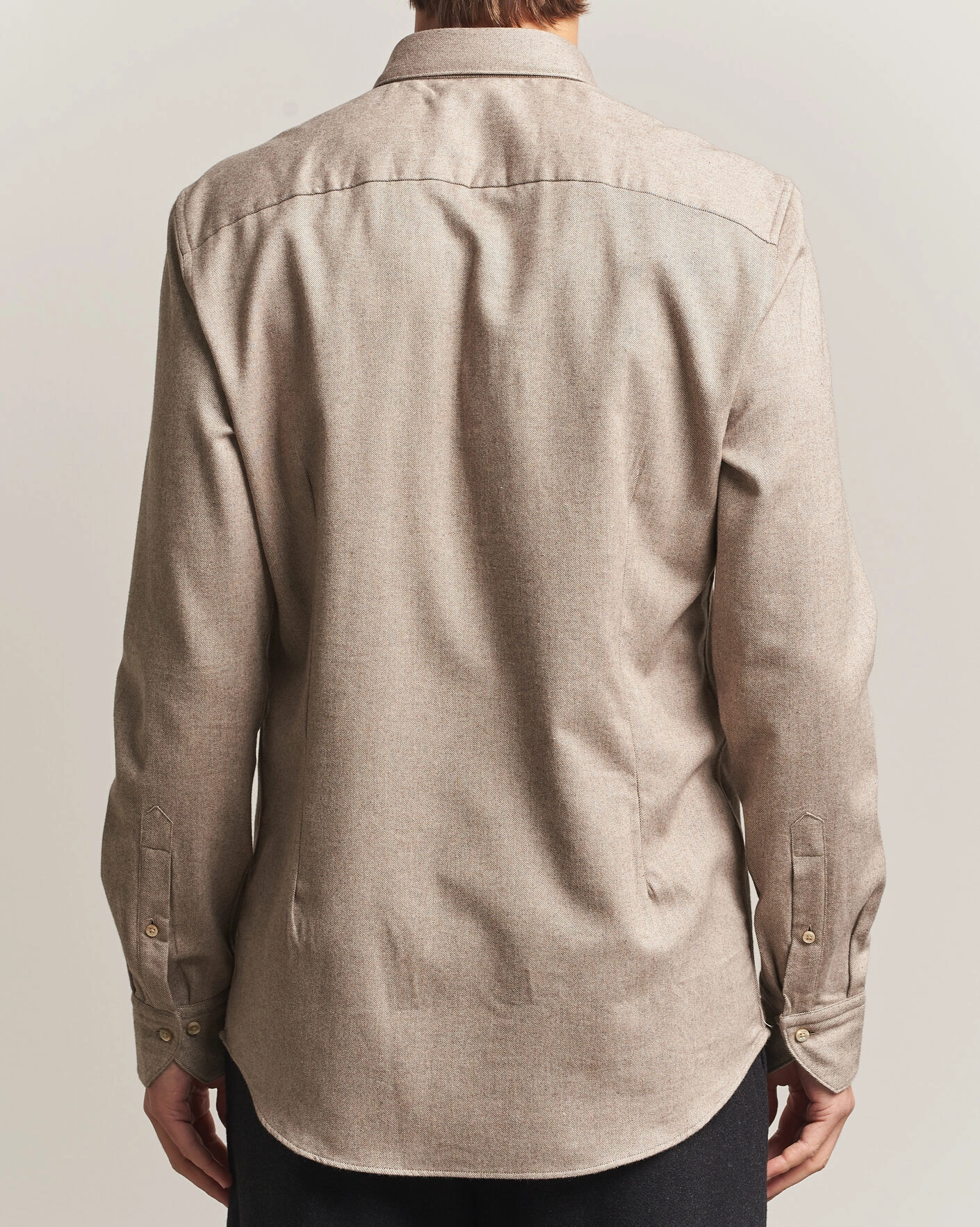 Herr | Skjortor | Stenströms | Slimline Flannel Shirt Light Brown