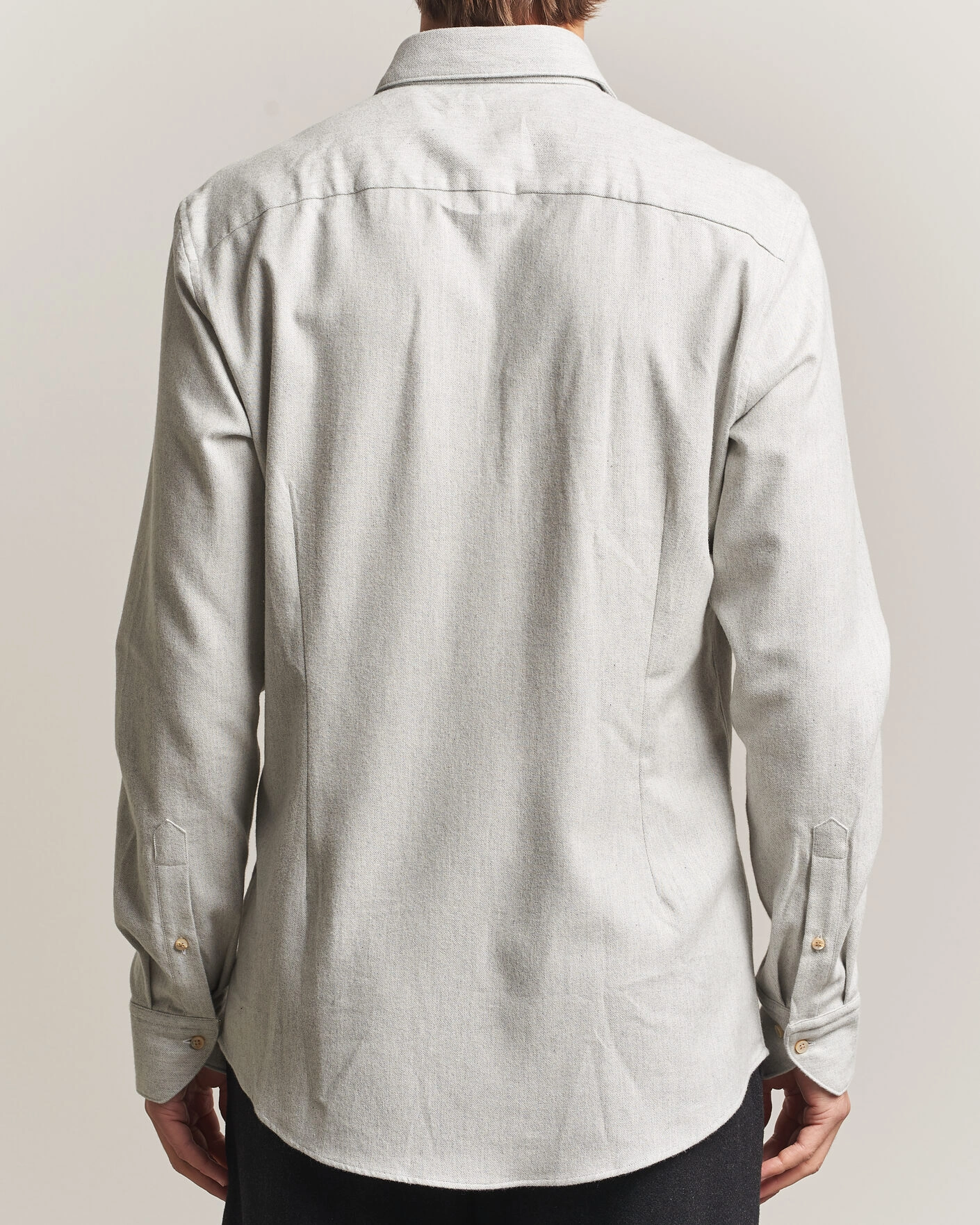 Herr | Skjortor | Stenströms | Slimline Flannel Shirt Light Grey