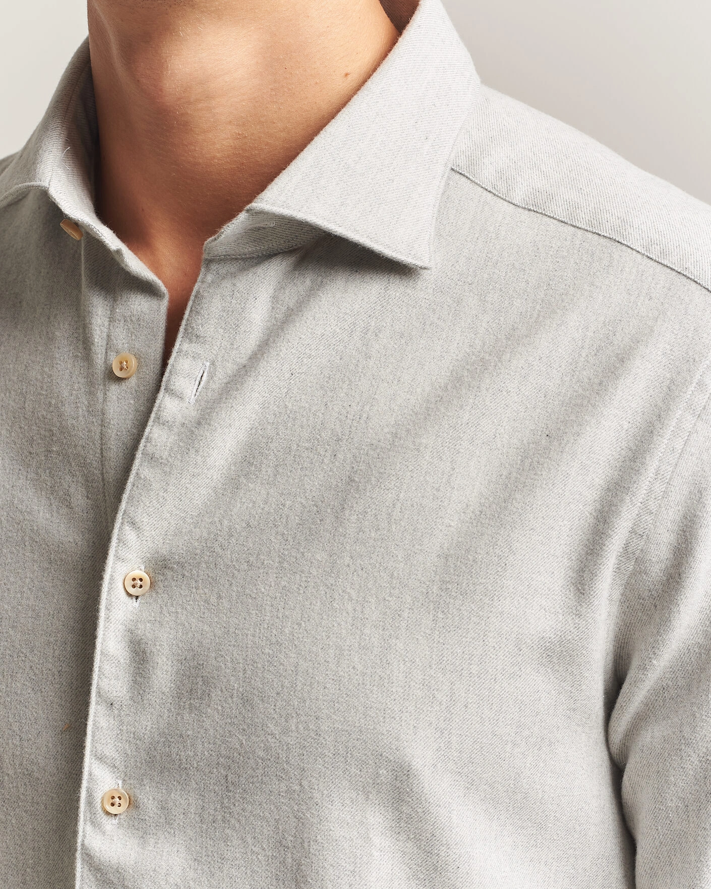 Herr | Skjortor | Stenströms | Slimline Flannel Shirt Light Grey