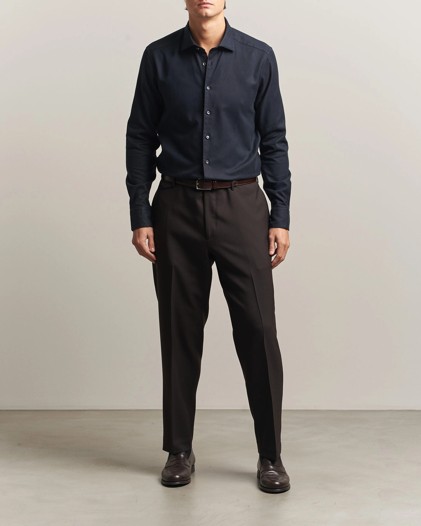 Herr | Skjortor | Stenströms | Slimline Flannel Shirt Black