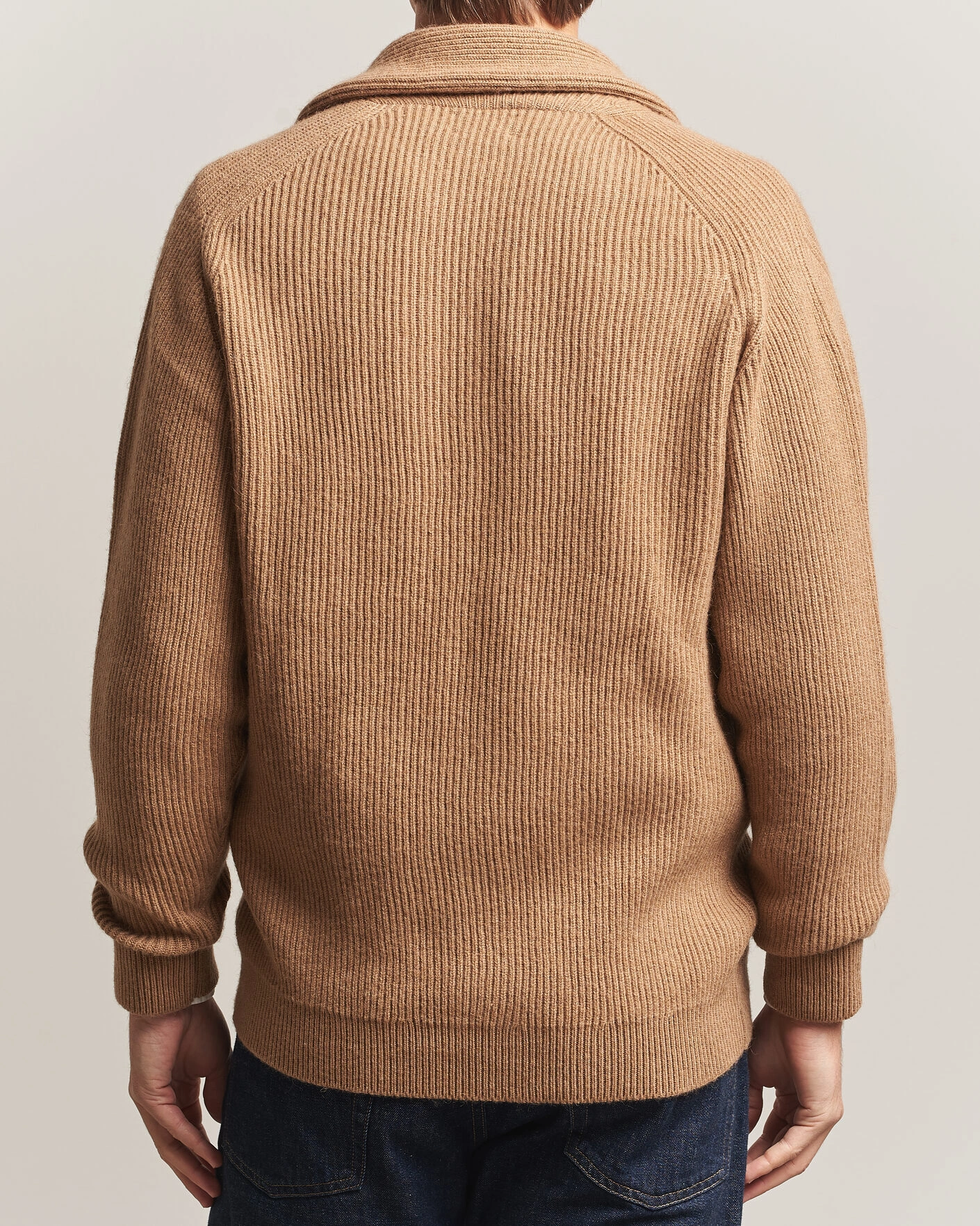 Herr | Tröjor | William Lockie | Windsor Camelhair Shawl Cardigan Natural Brown
