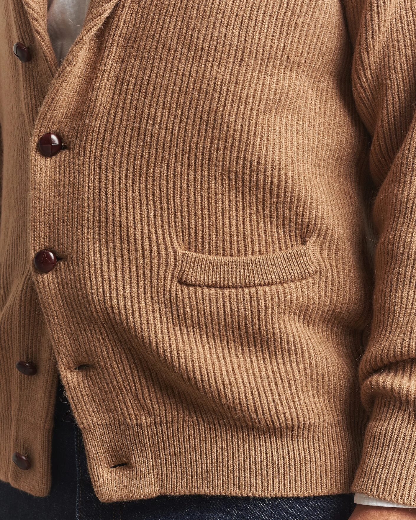 Herr | Tröjor | William Lockie | Windsor Camelhair Shawl Cardigan Natural Brown