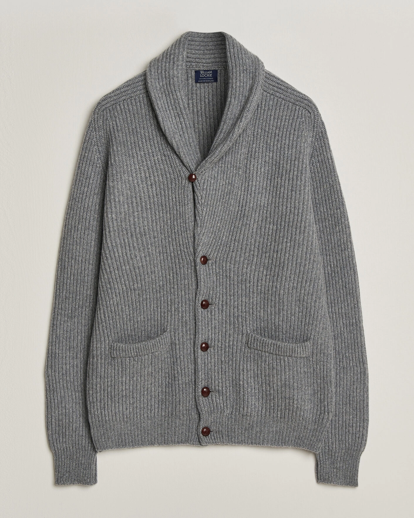Herr | Tröjor | William Lockie | Windsor Cashmere Shawl Cardigan Flannel Grey