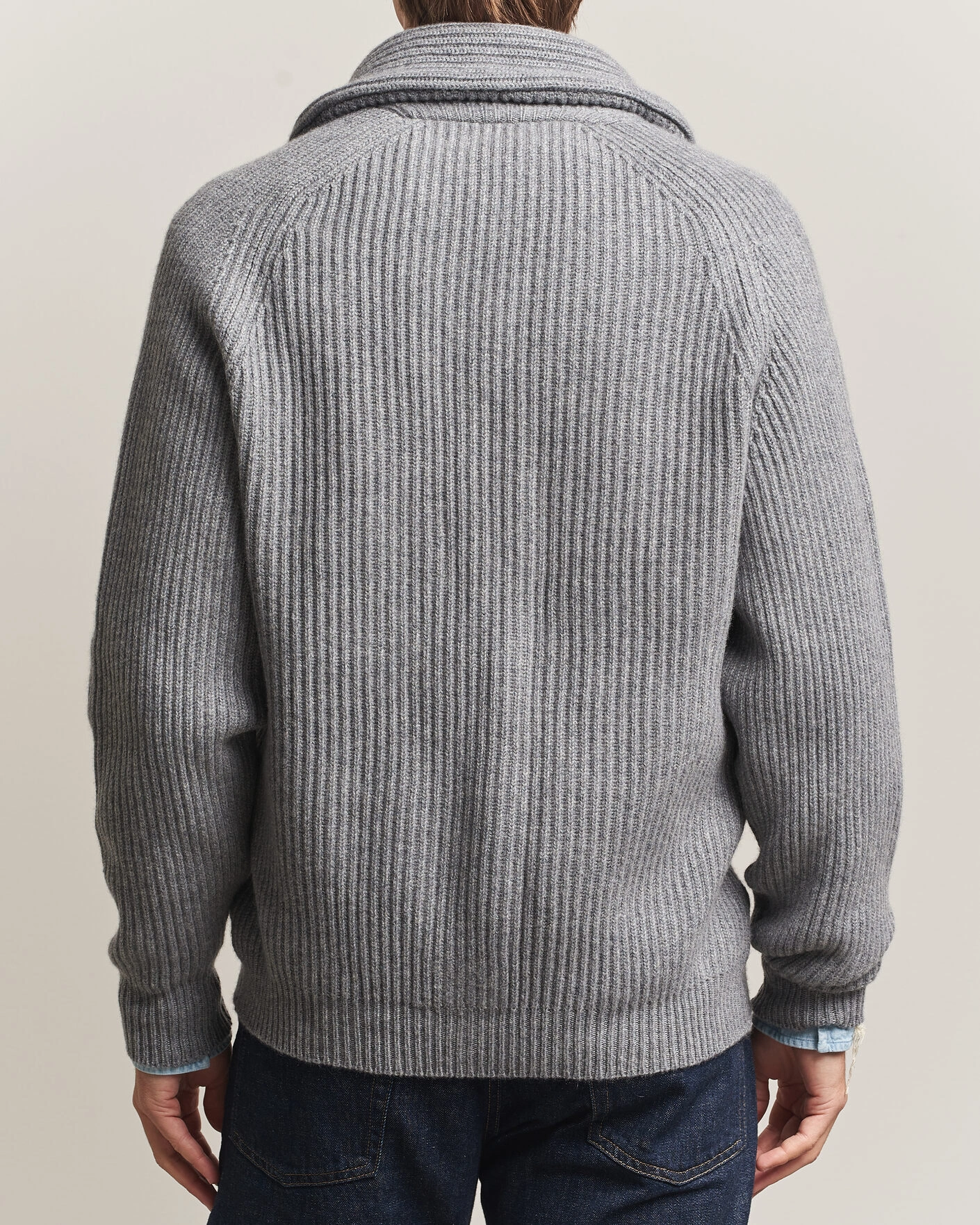 Herr | Tröjor | William Lockie | Windsor Cashmere Shawl Cardigan Flannel Grey