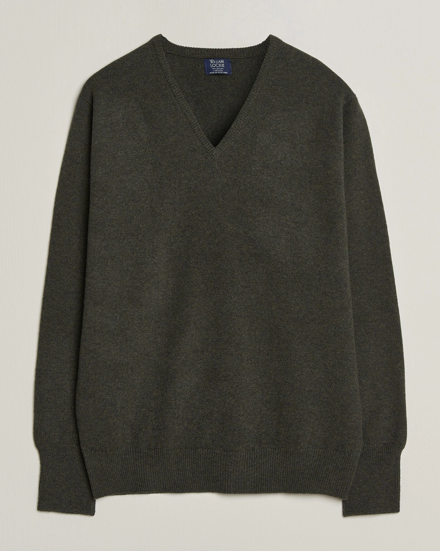 Herr | Tröjor | William Lockie | Rob Lambswool V-Neck Seaweed