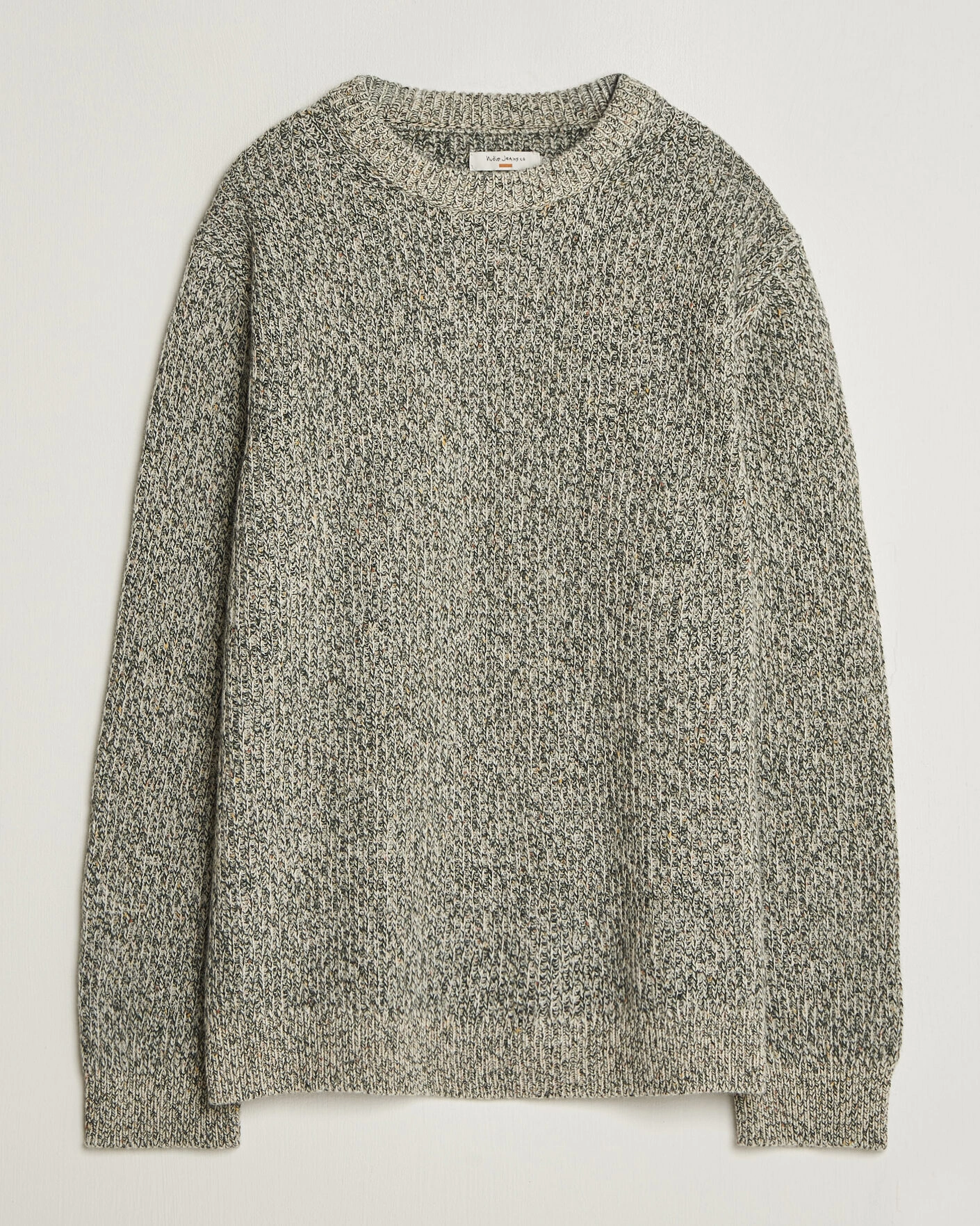Herr | Tröjor | Nudie Jeans | August Wool Rib Knitted Sweater Green Melange