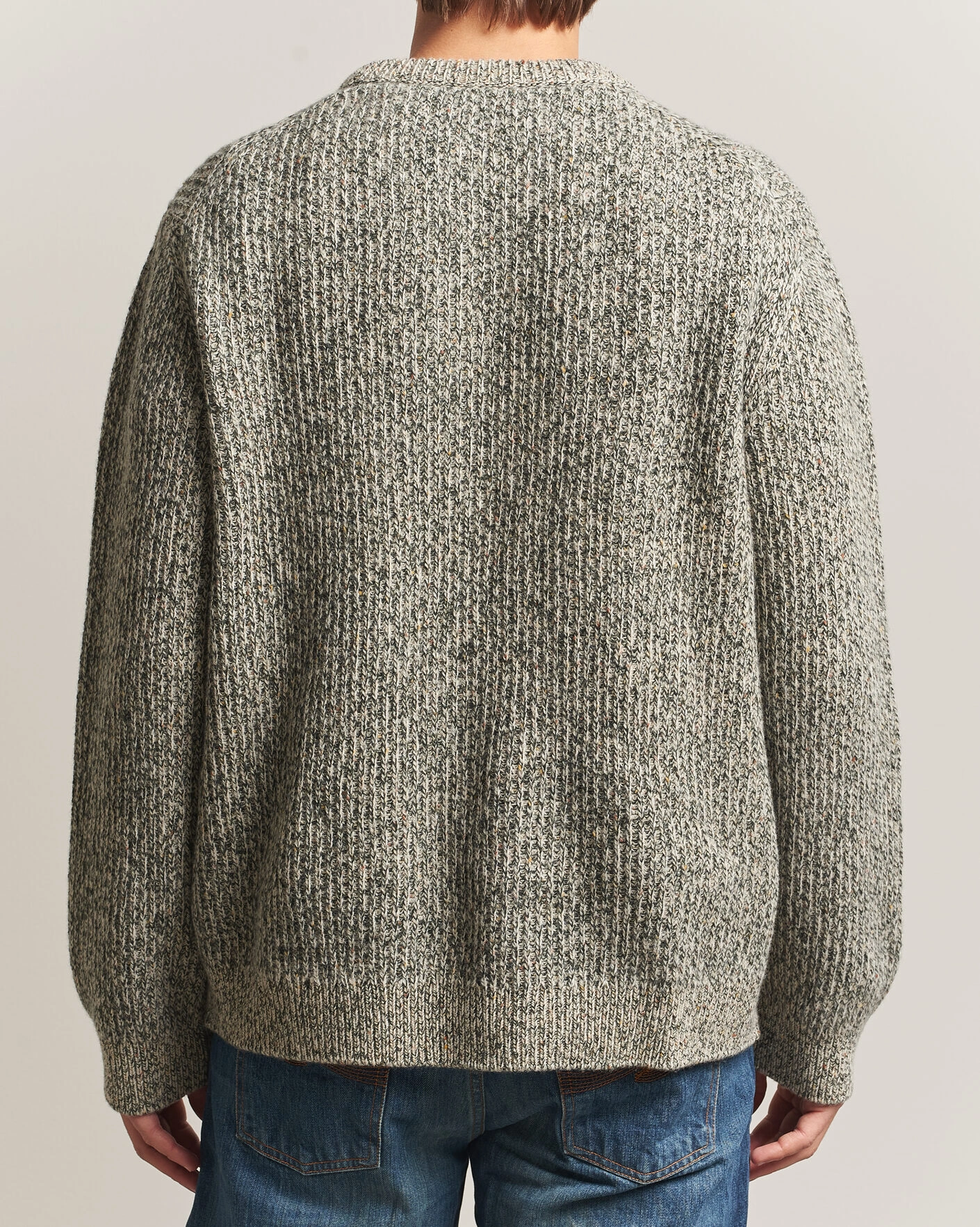 Herr | Tröjor | Nudie Jeans | August Wool Rib Knitted Sweater Green Melange