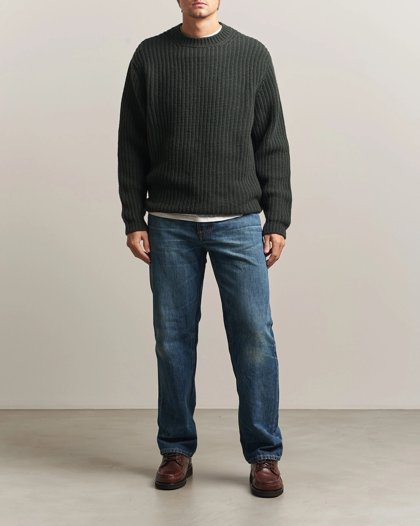 Herr | Tröjor | Nudie Jeans | Gurry Chunky Knitted Sweater Racing Green