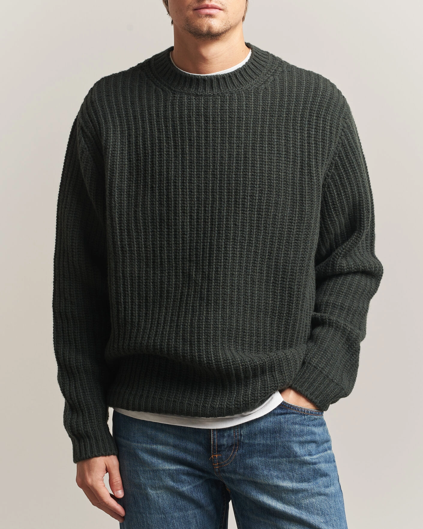 Herr | Tröjor | Nudie Jeans | Gurry Chunky Knitted Sweater Racing Green