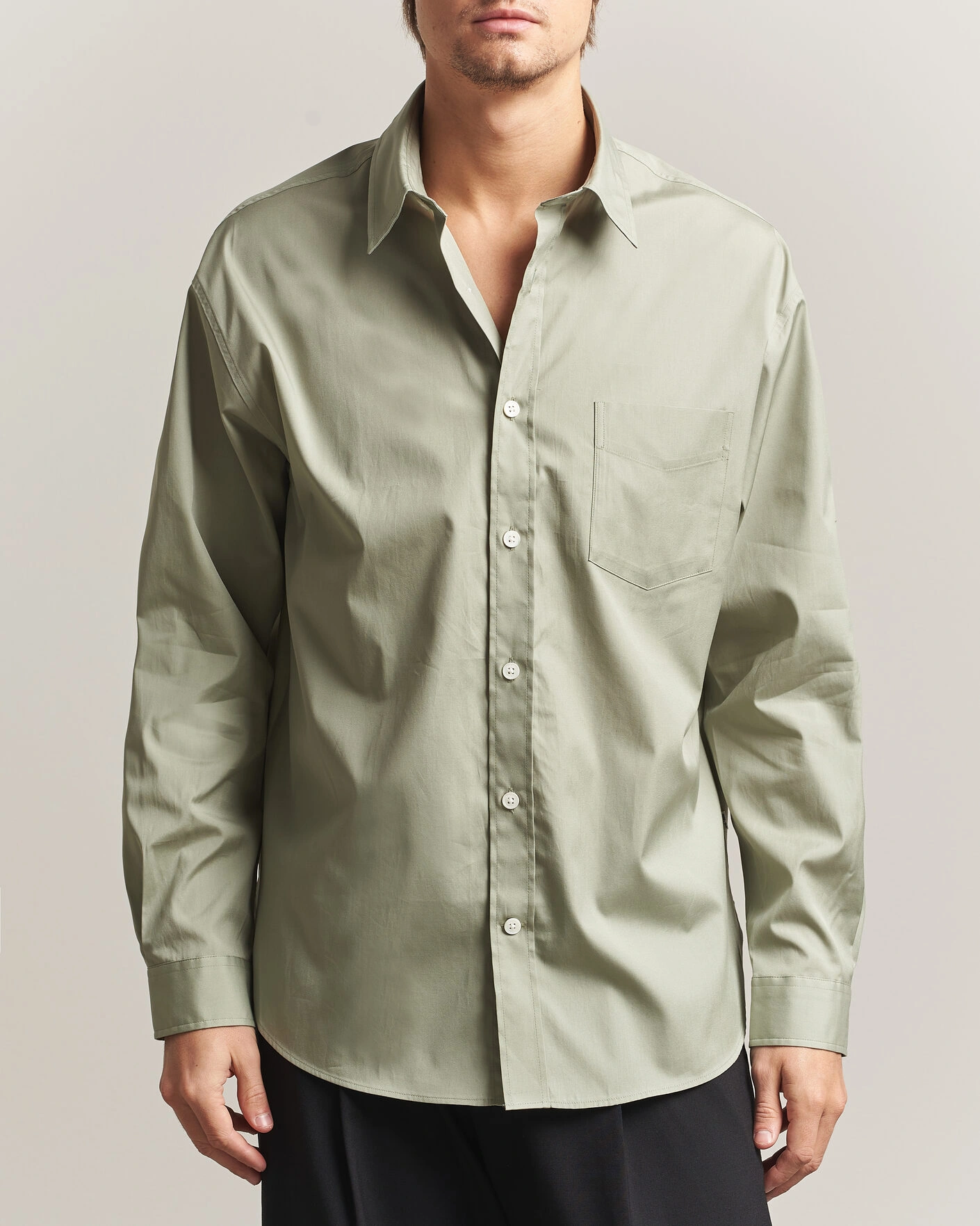 Herr | Skjortor | NN07 | Skyler Relaxed Fit Supima Cotton Shirt Pale Green