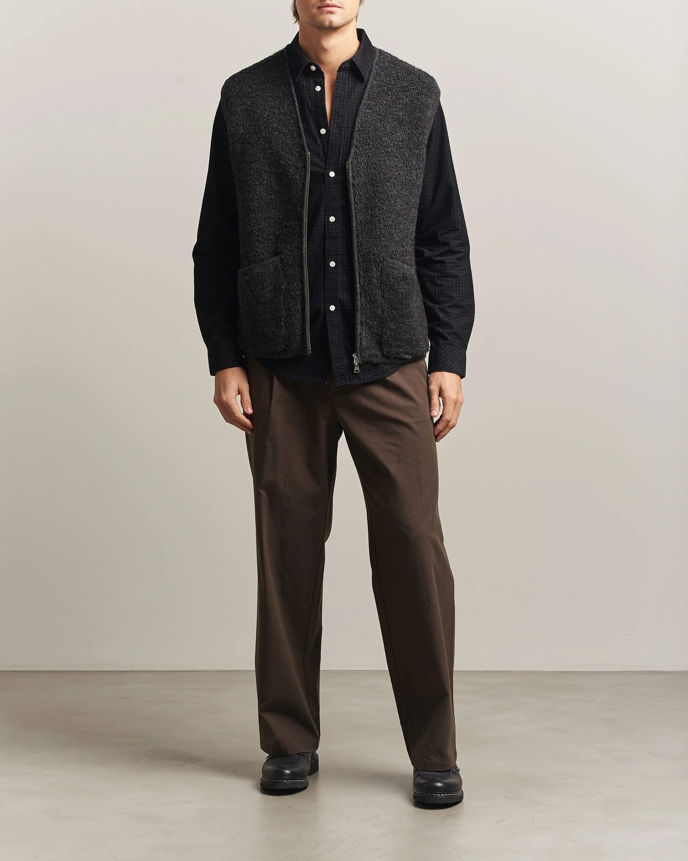 Herr | Västar | NN07 | Mads Wool Fleece Vest Antracite Melange