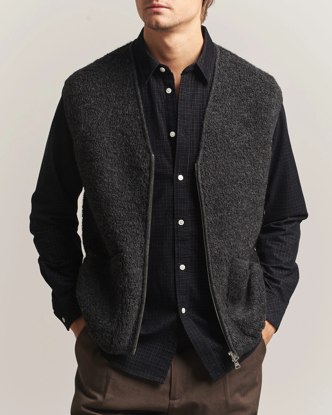 Herr | Västar | NN07 | Mads Wool Fleece Vest Antracite Melange
