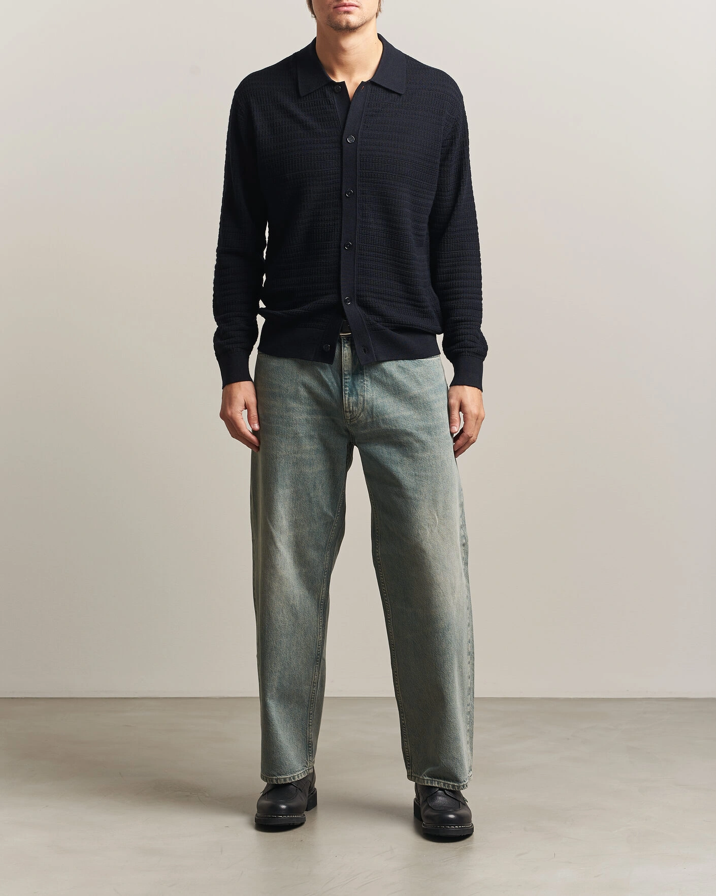 Herr | Tröjor | NN07 | Nate Wool Knitted Cardigan Deep Navy