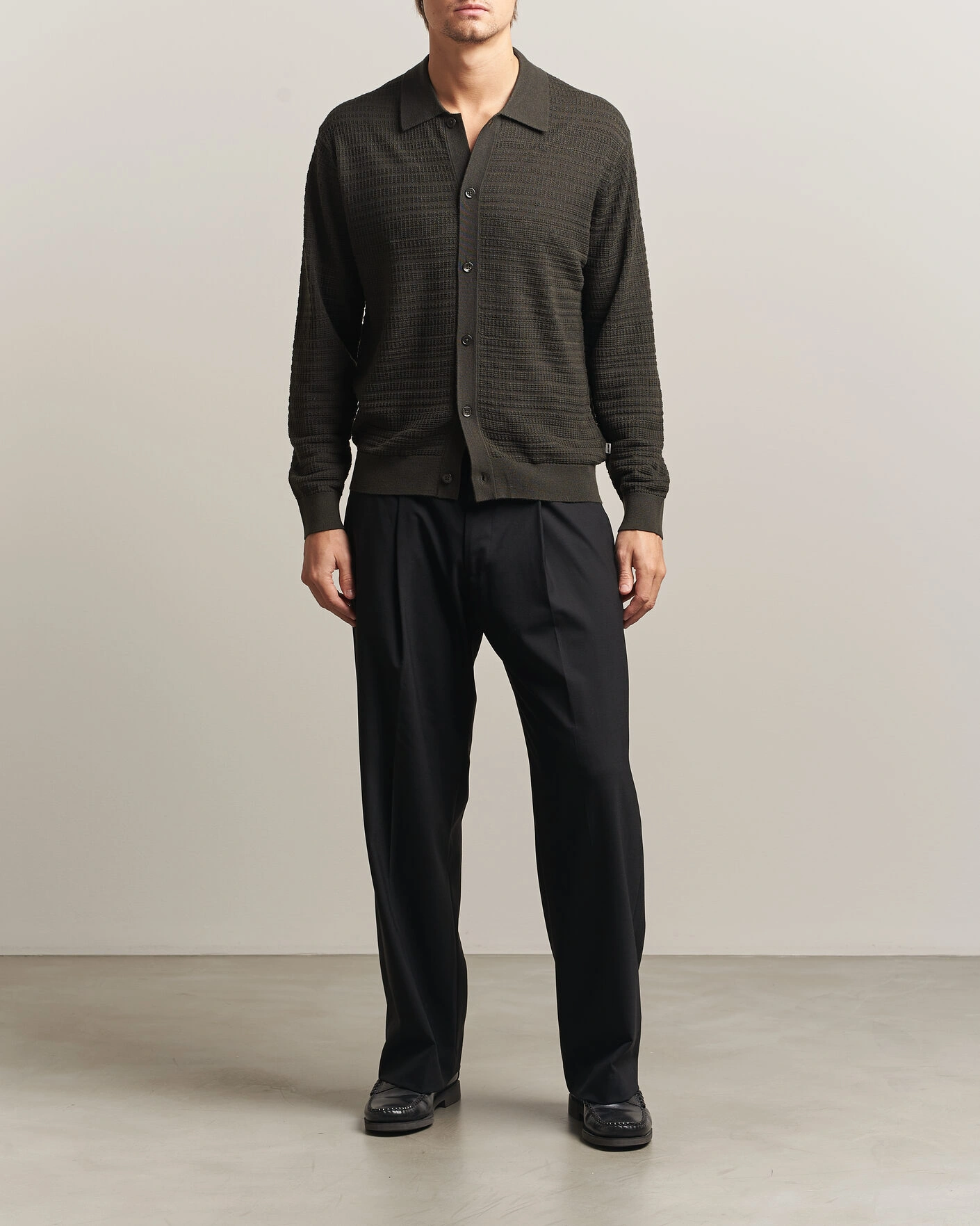 Herr | Tröjor | NN07 | Nate Wool Knitted Cardigan Dark Army